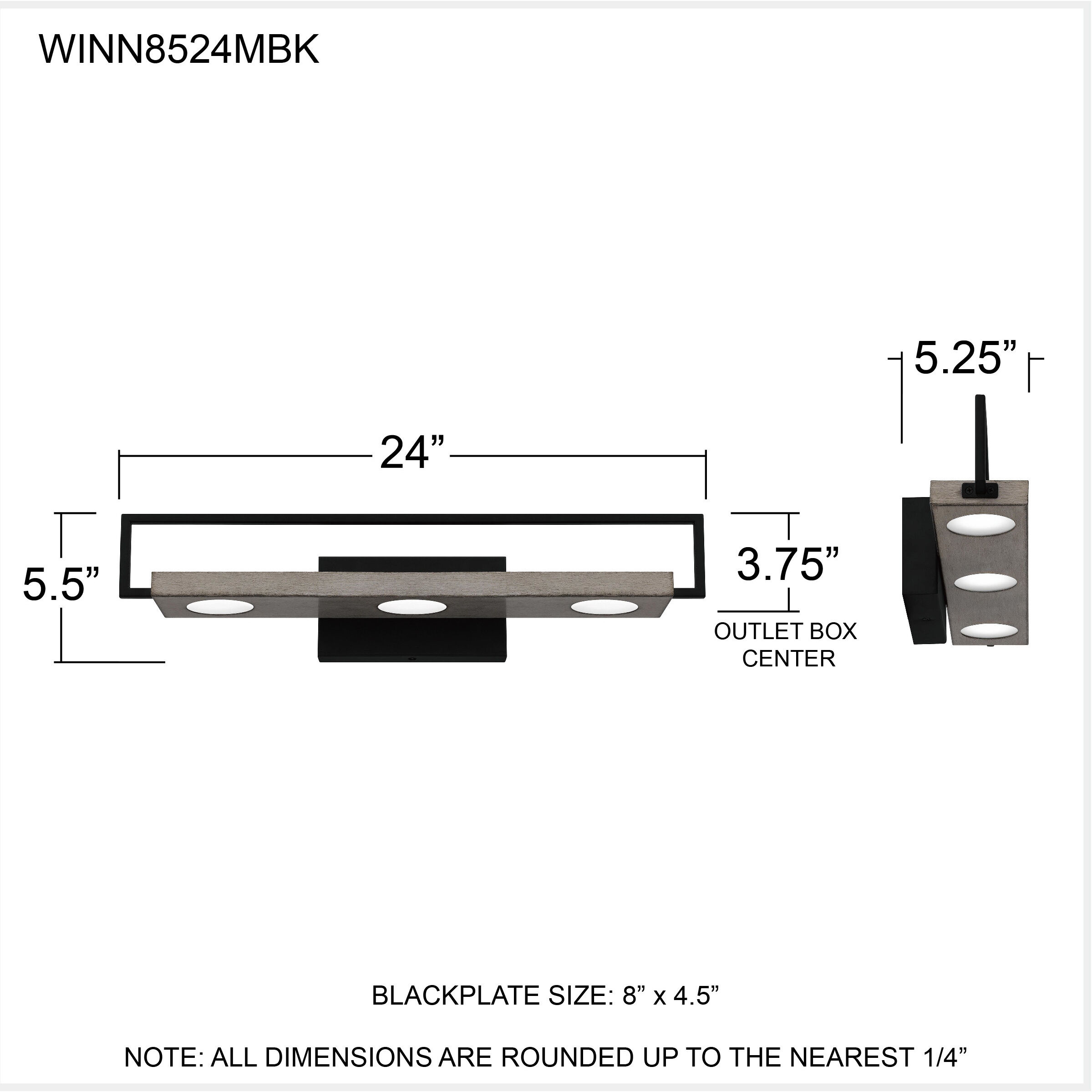 Winnett LED 24 inch Matte Black Bath Light Wall Light
