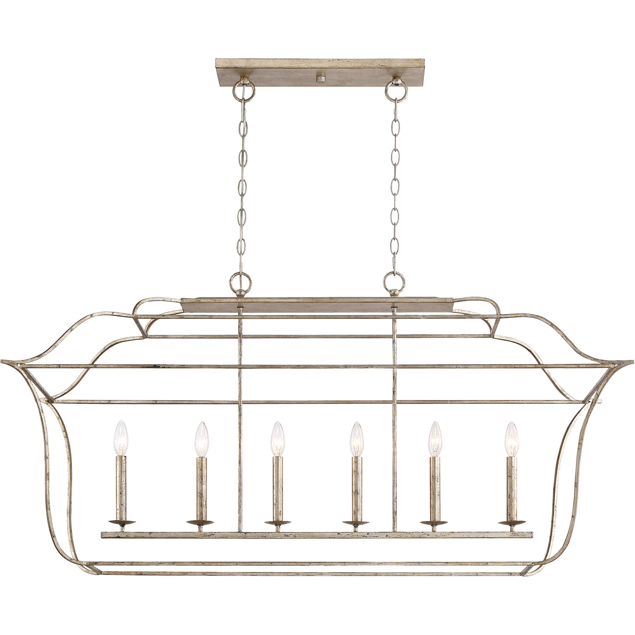 Gallery 6 Light 48 inch Century Silver Leaf Island Chandelier Ceiling Light 