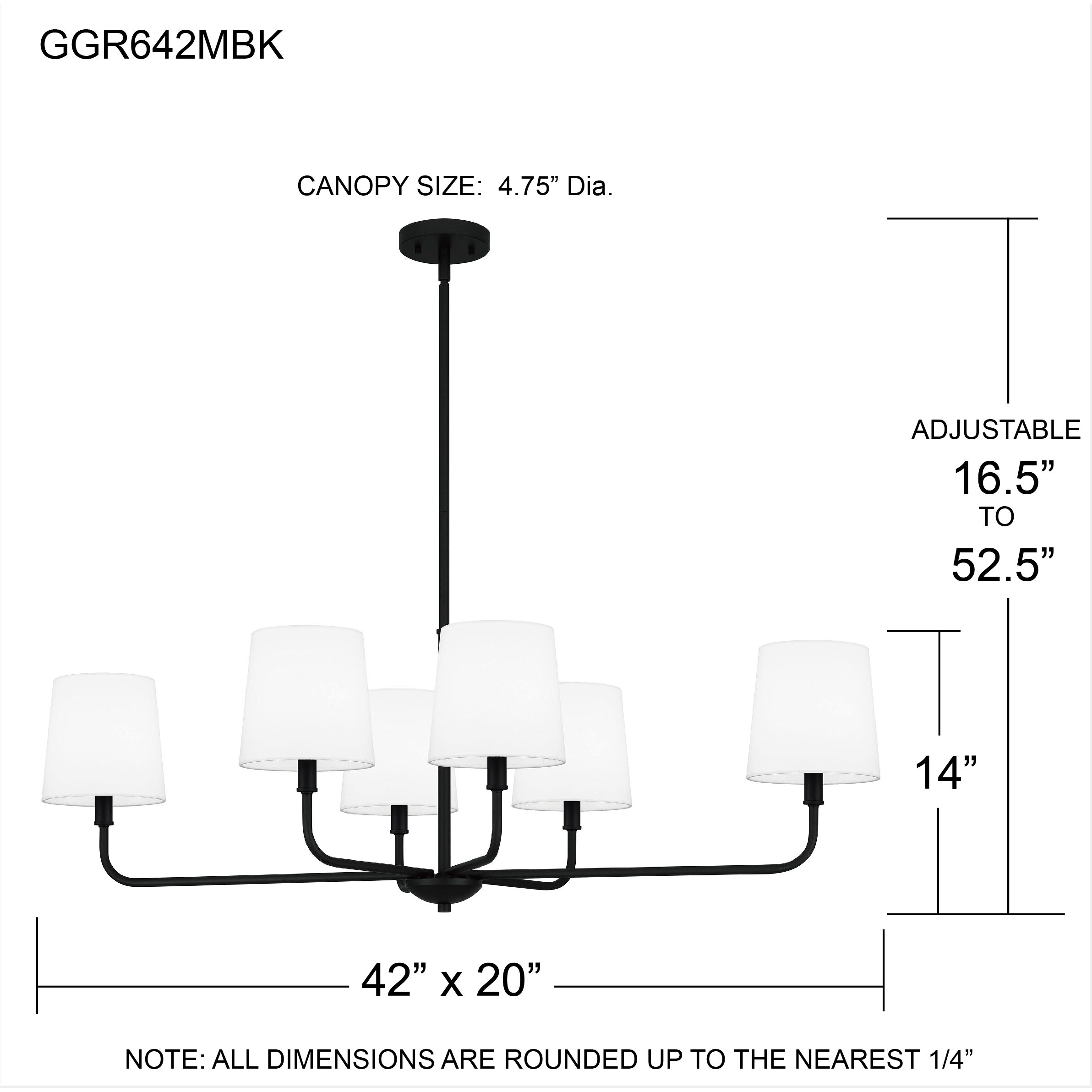 Gallagher 6 Light 42 inch Matte Black Island Light Ceiling Light