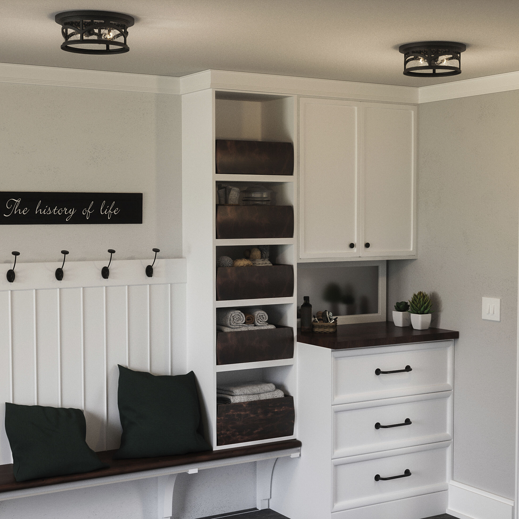 Marblehead 2 Light 13 inch Mystic Black Outdoor Flush Mount