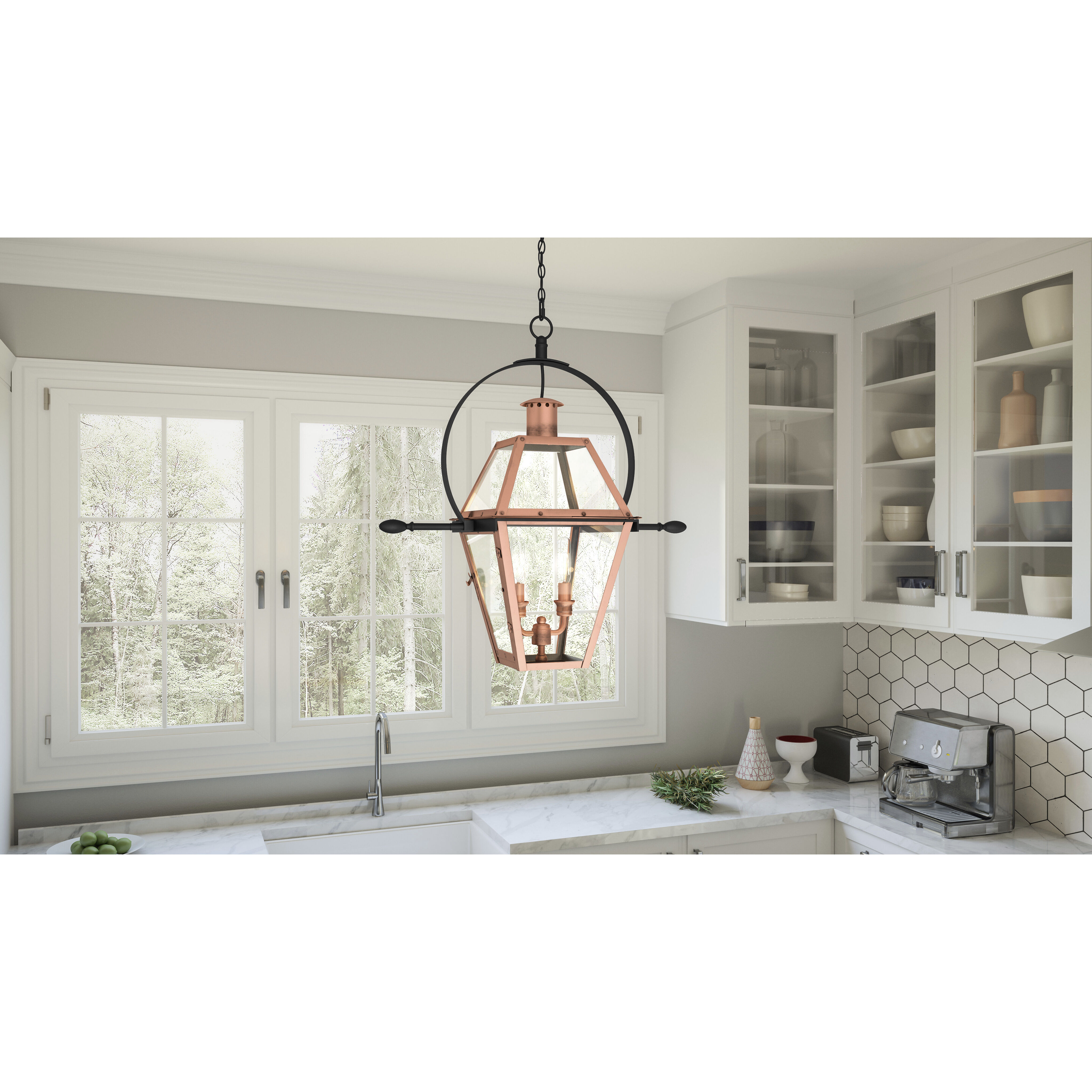 Rue De Royal 2 Light 21 inch Aged Copper Pendant Ceiling Light