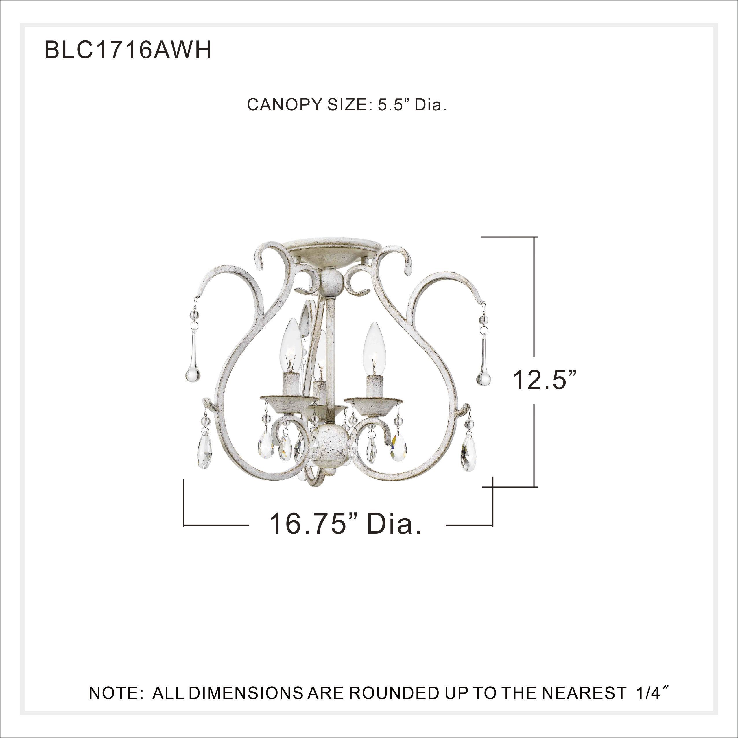 Blanca 3 Light 17 inch Antique White Semi-Flush Mount Ceiling Light