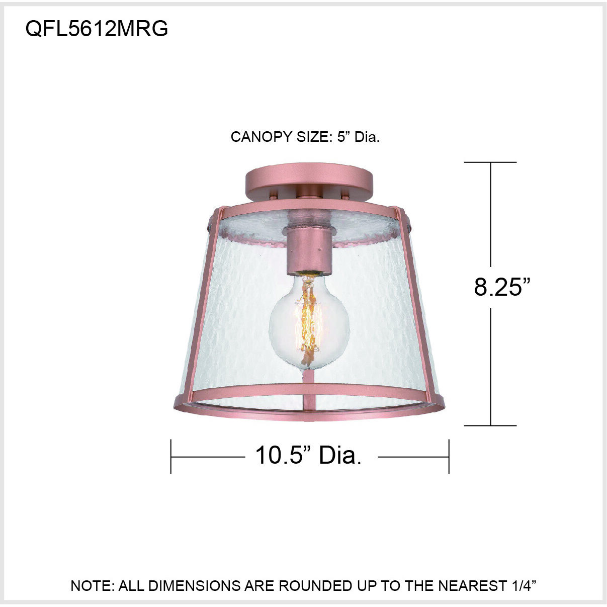 Labrant 1 Light 10.5 inch Matte Rose Gold Semi-Flush Mount Ceiling Light