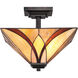 Asheville 2 Light 14 inch Valiant Bronze Semi-Flush Mount Ceiling Light, Naturals
