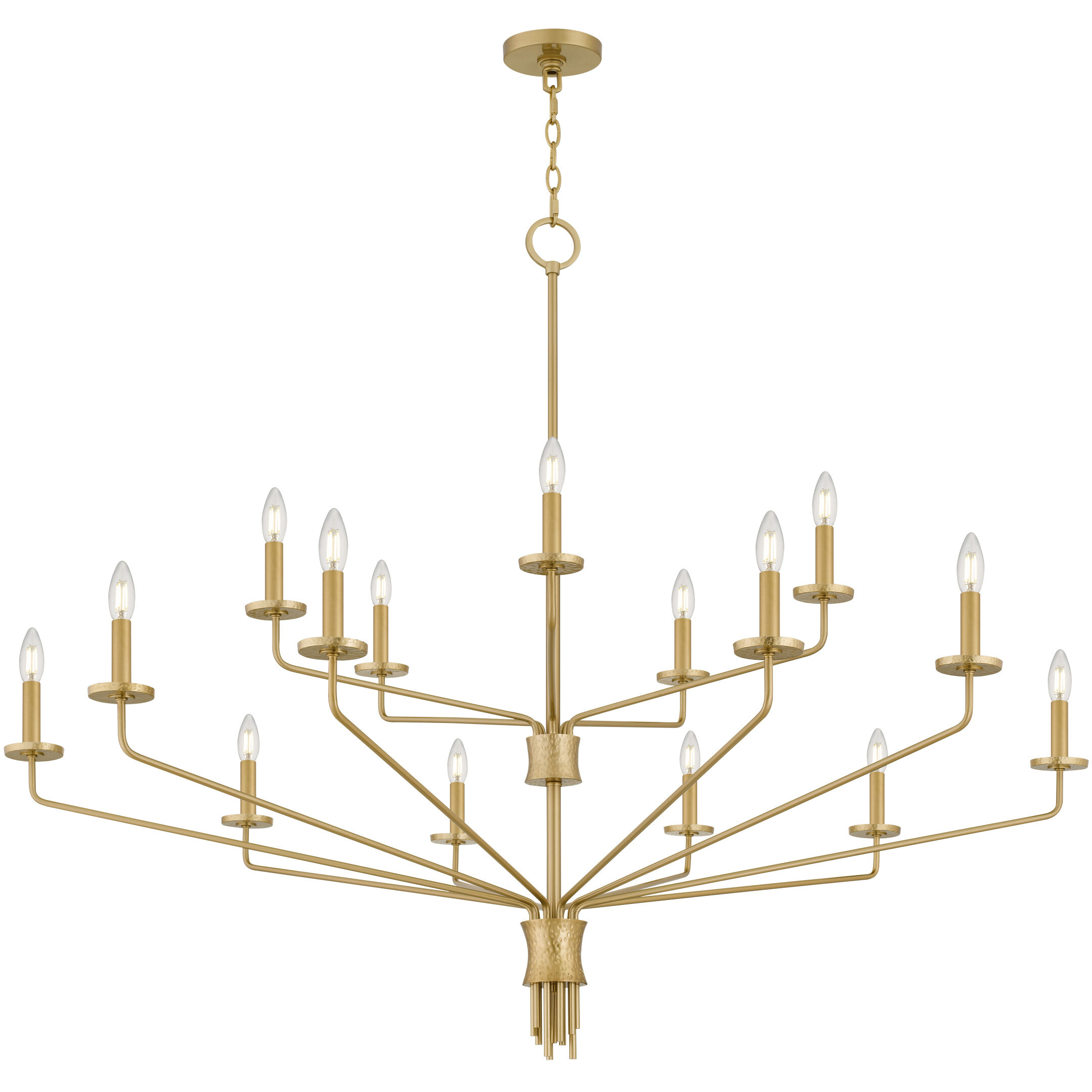 Alexander 15 Light 55 inch Brushed Gold Chandelier Ceiling Light