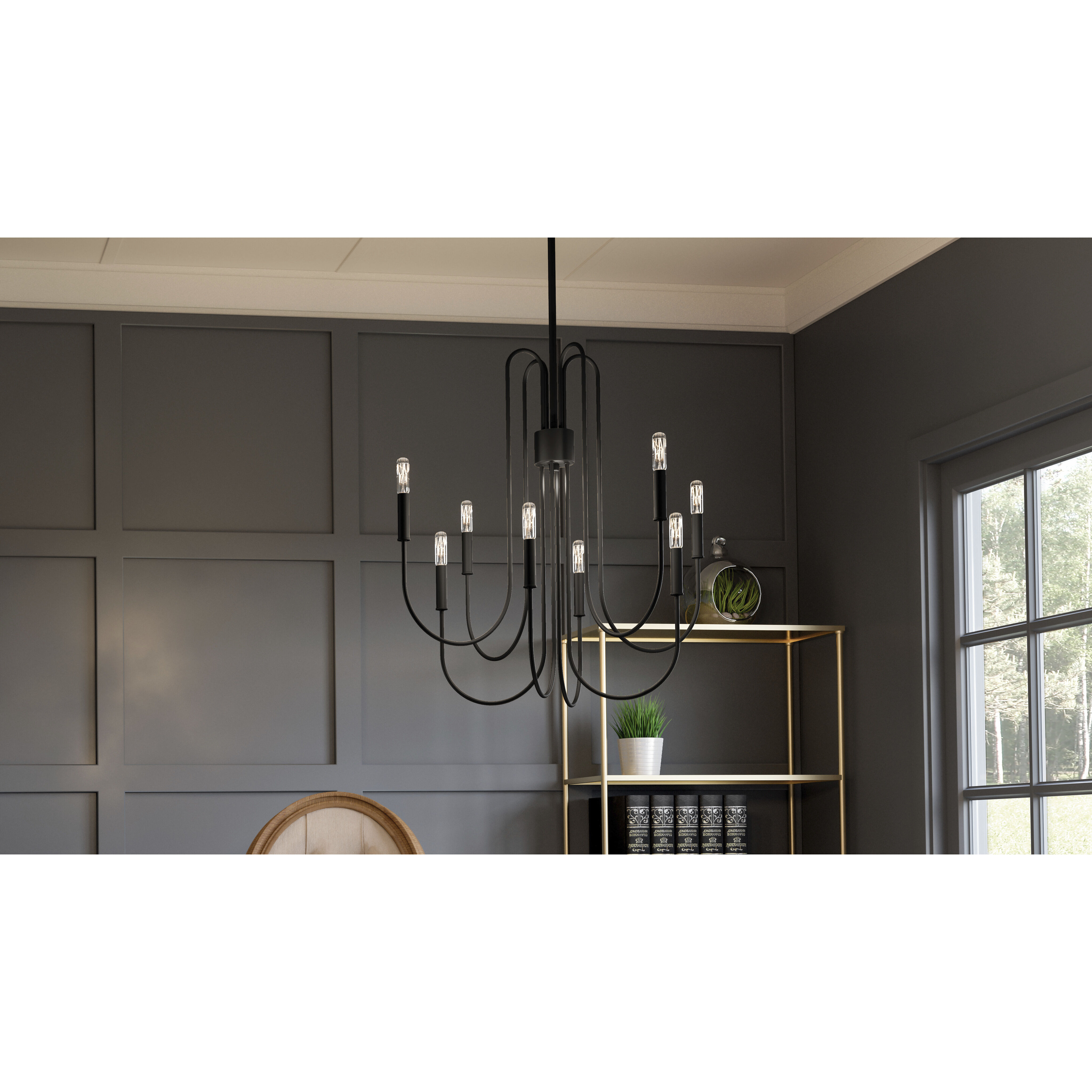 Quoizel CBR5028K Cabry 8 Light 28 inch Mystic Black Chandelier Ceiling Light