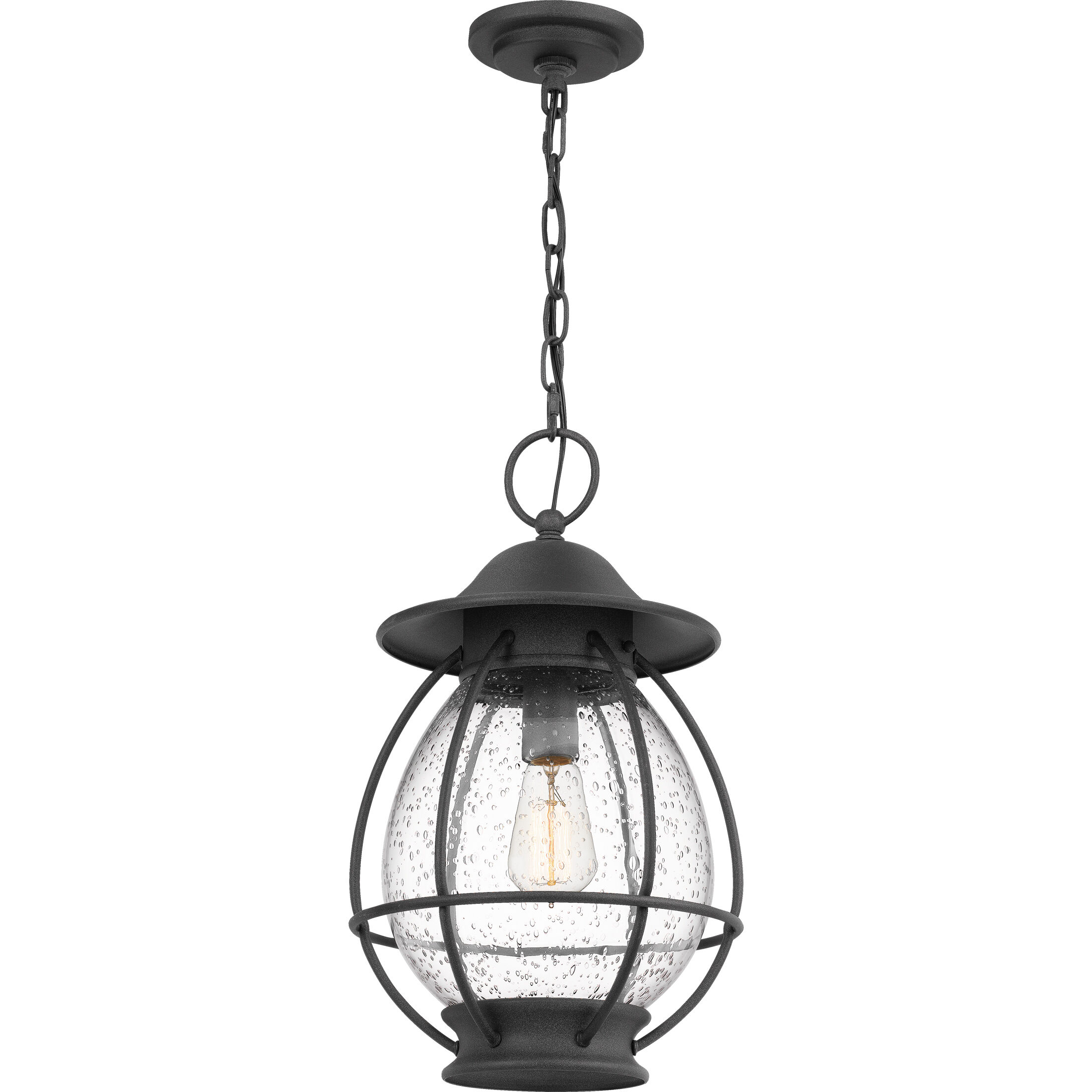 Boston 1 Light 10.5 inch Mottled Black Outdoor Hanging Lantern