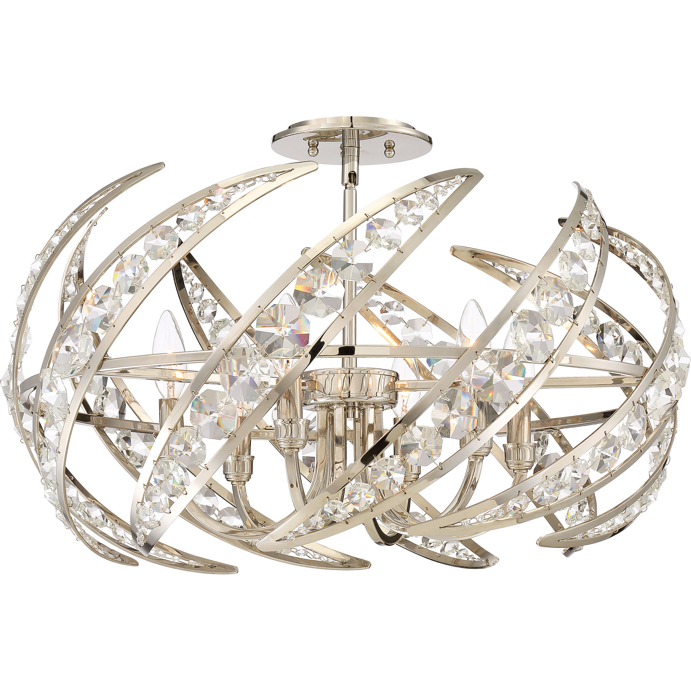 Crescent 6 Light 25 inch Polished Nickel Pendant Ceiling Light