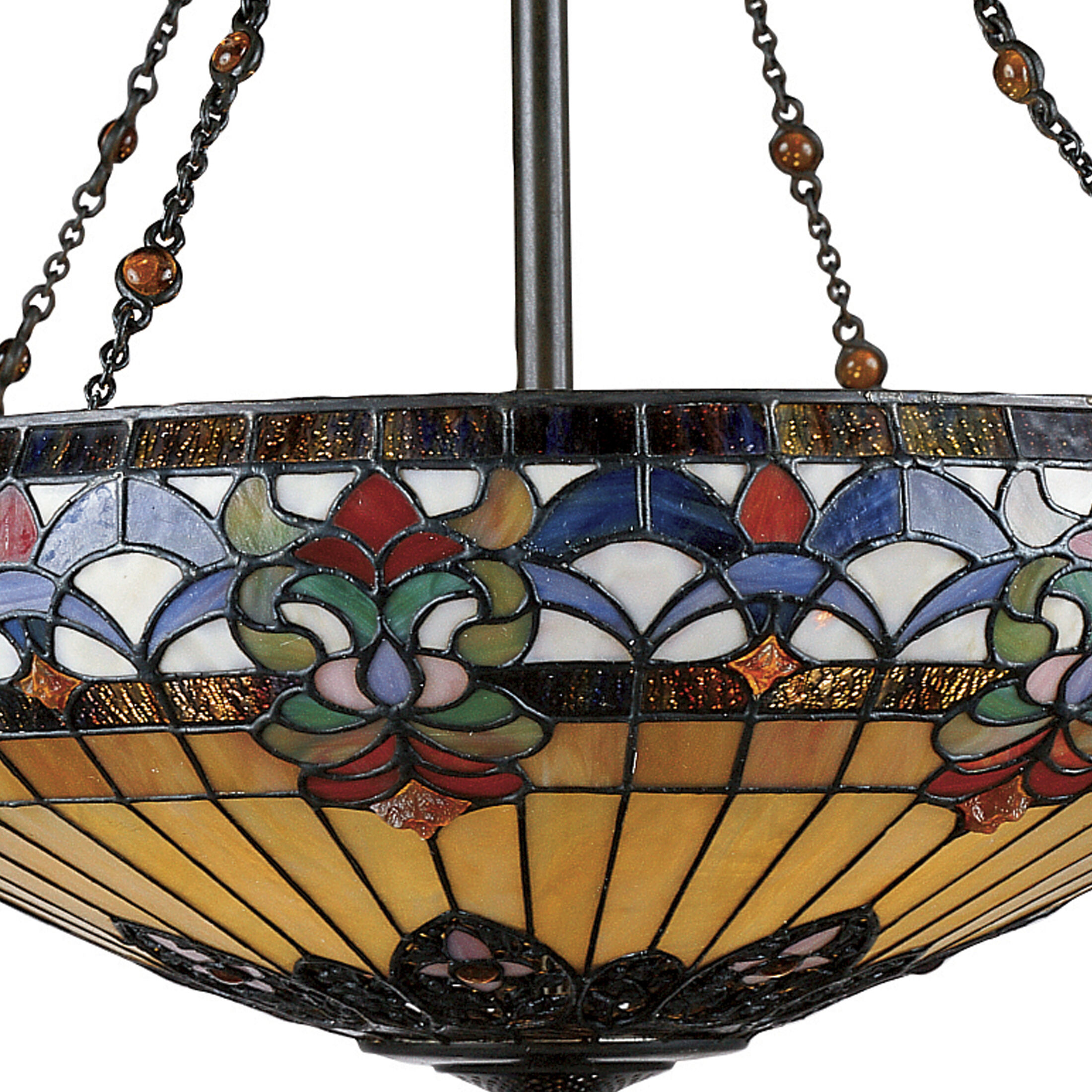 Belle Fleur 4 Light 23 inch Vintage Bronze Pendant Ceiling Light, Naturals