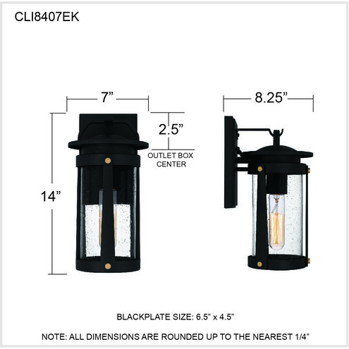 Clifton 1 Light 14 inch Earth Black Outdoor Wall Lantern