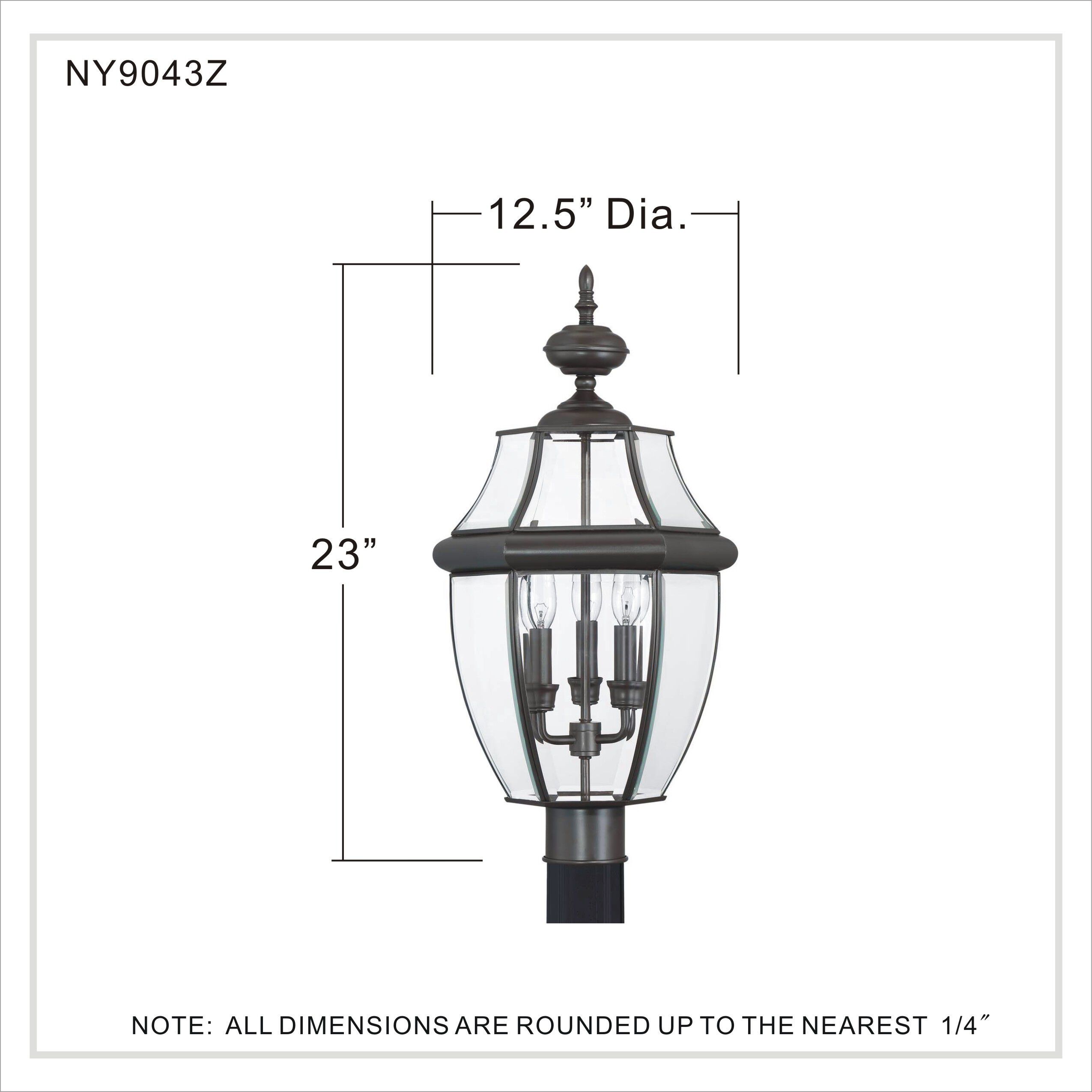Newbury 3 Light 23 inch Medici Bronze Outdoor Post Lantern