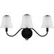 McKinney 3 Light 23 inch Matte Black Bath Light Wall Light