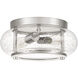 Trilogy 2 Light 12 inch Brushed Nickel Flush Mount Ceiling Light