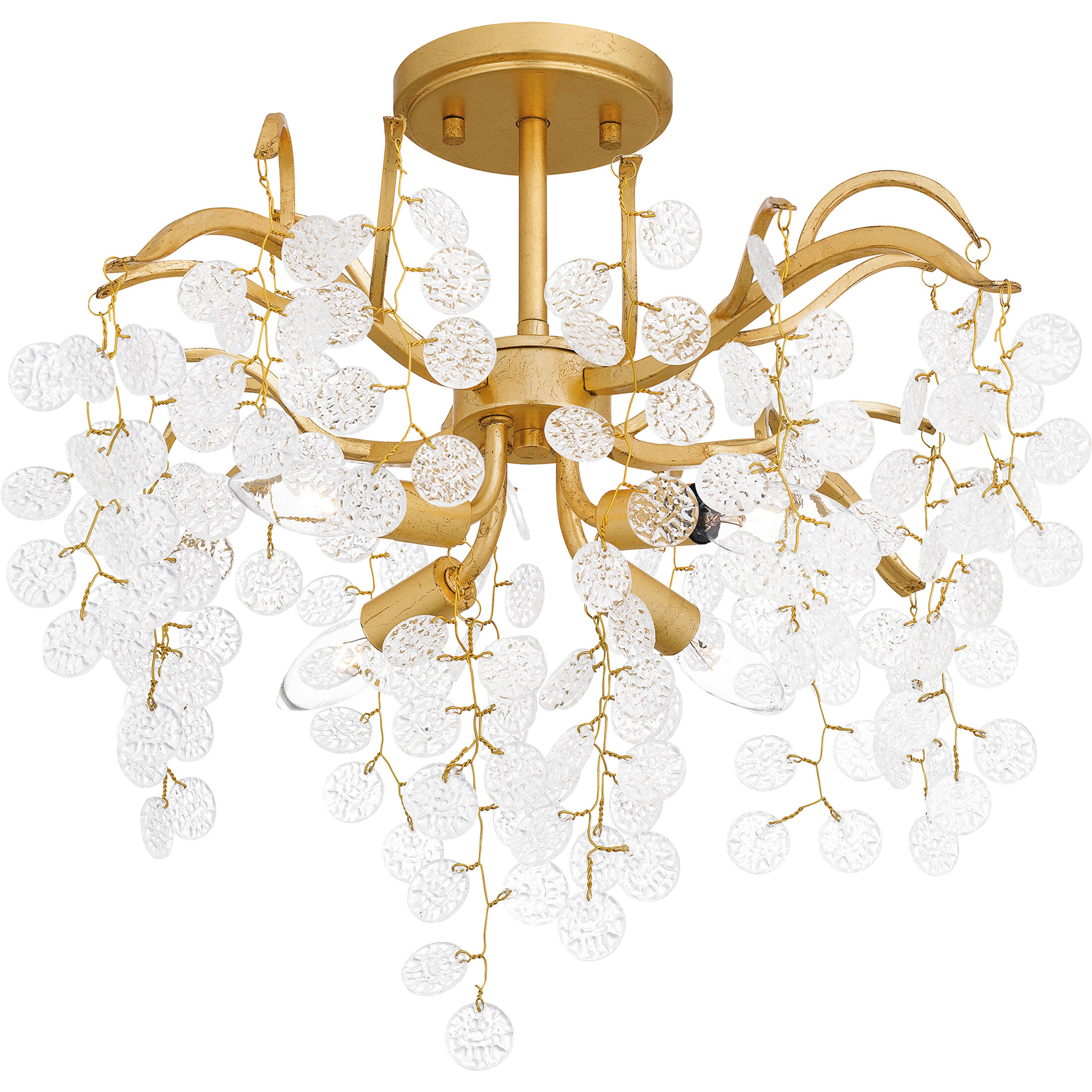 Maple 4 Light 22 inch Gold Leaf Semi-Flush Mount Ceiling Light, Extra Large