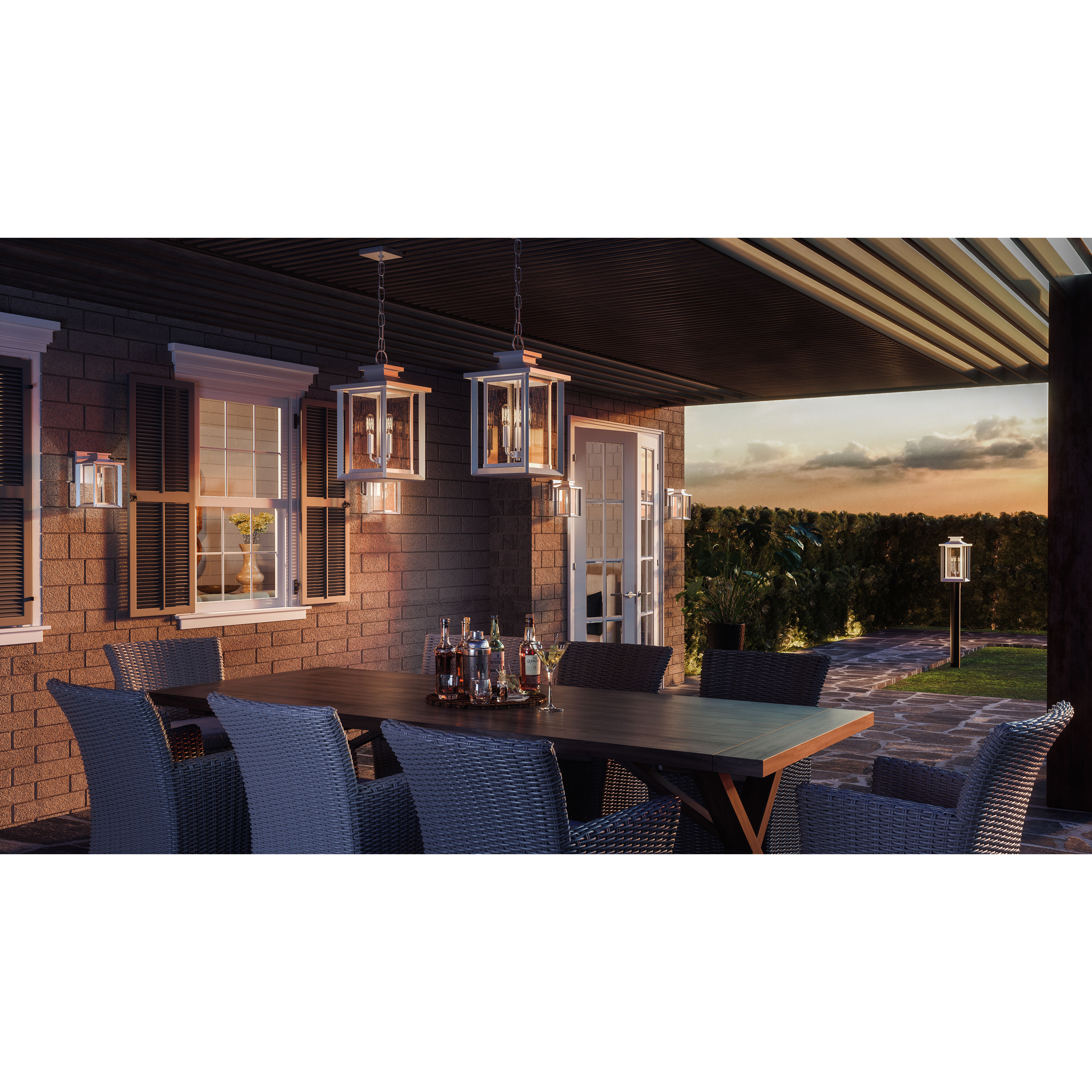 Wakefield 3 Light 11 inch White Lustre Outdoor Hanging Lantern