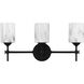 Aria 3 Light 22.5 inch Matte Black Bath Light Wall Light, Large