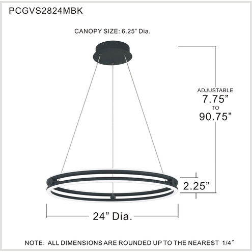 Graves LED 24 inch Matte Black Pendant Ceiling Light