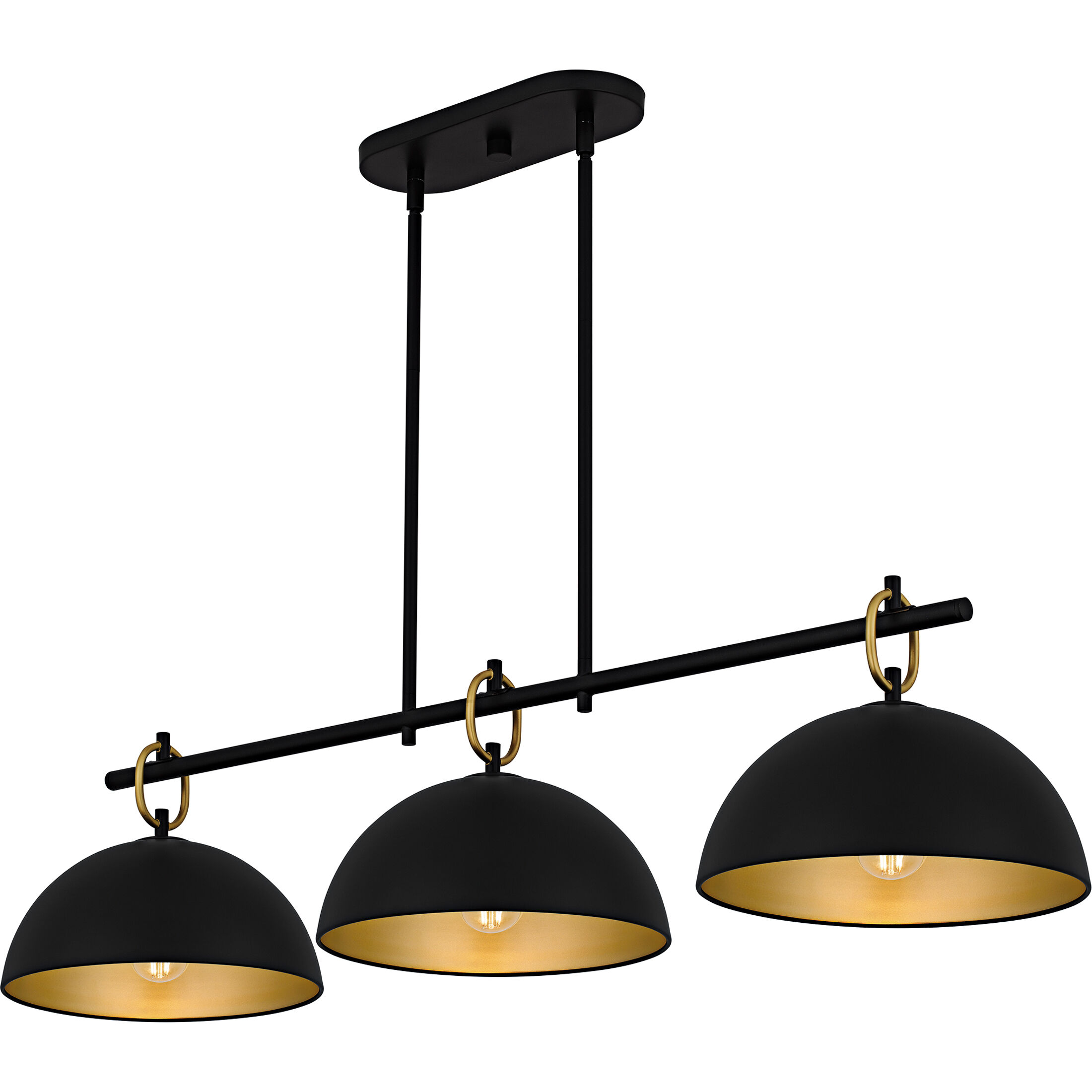 Cleo 3 Light 44.25 inch Matte Black Linear Chandelier Ceiling Light, Large