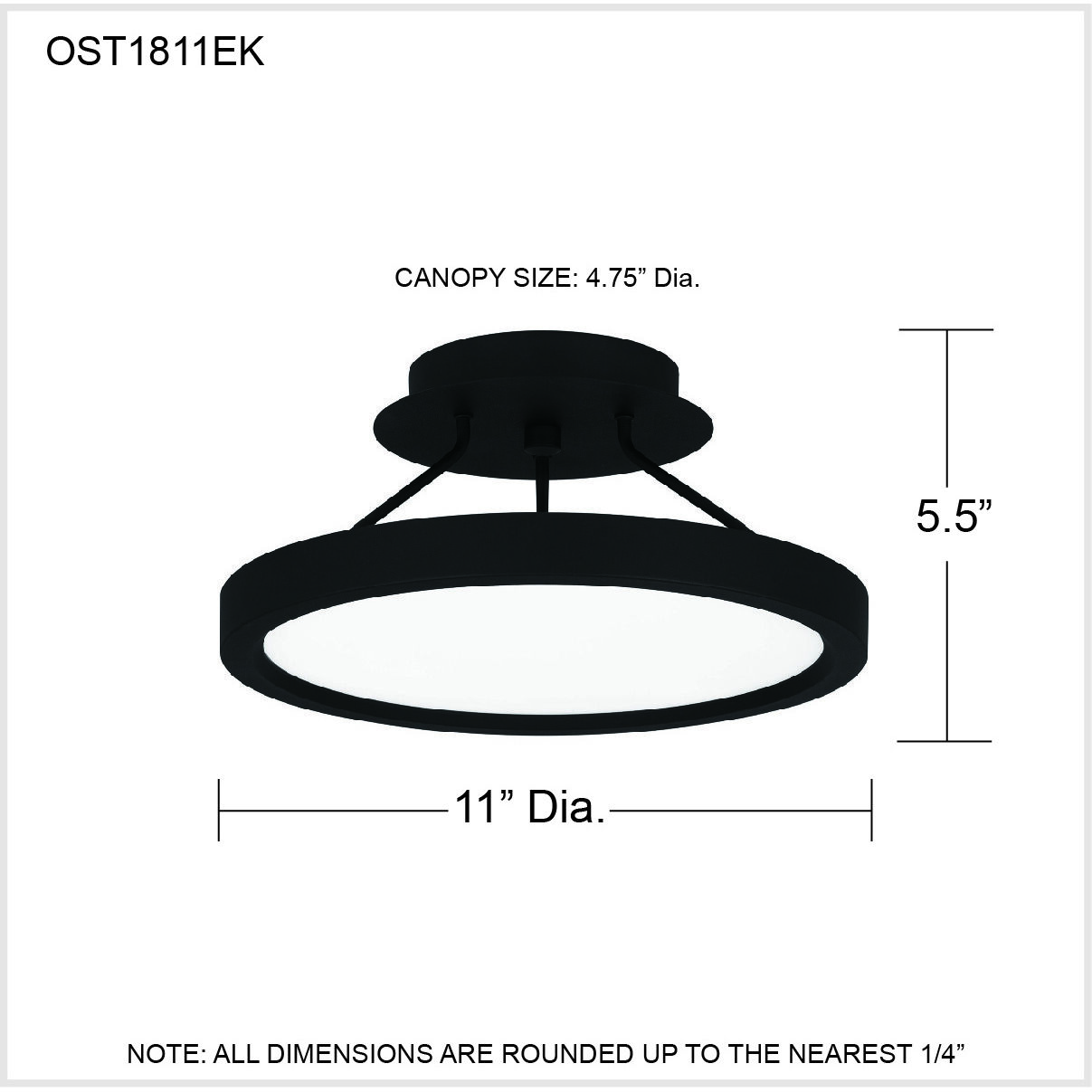 Outskirts LED 11 inch Earth Black Semi-Flush Mount Ceiling Light