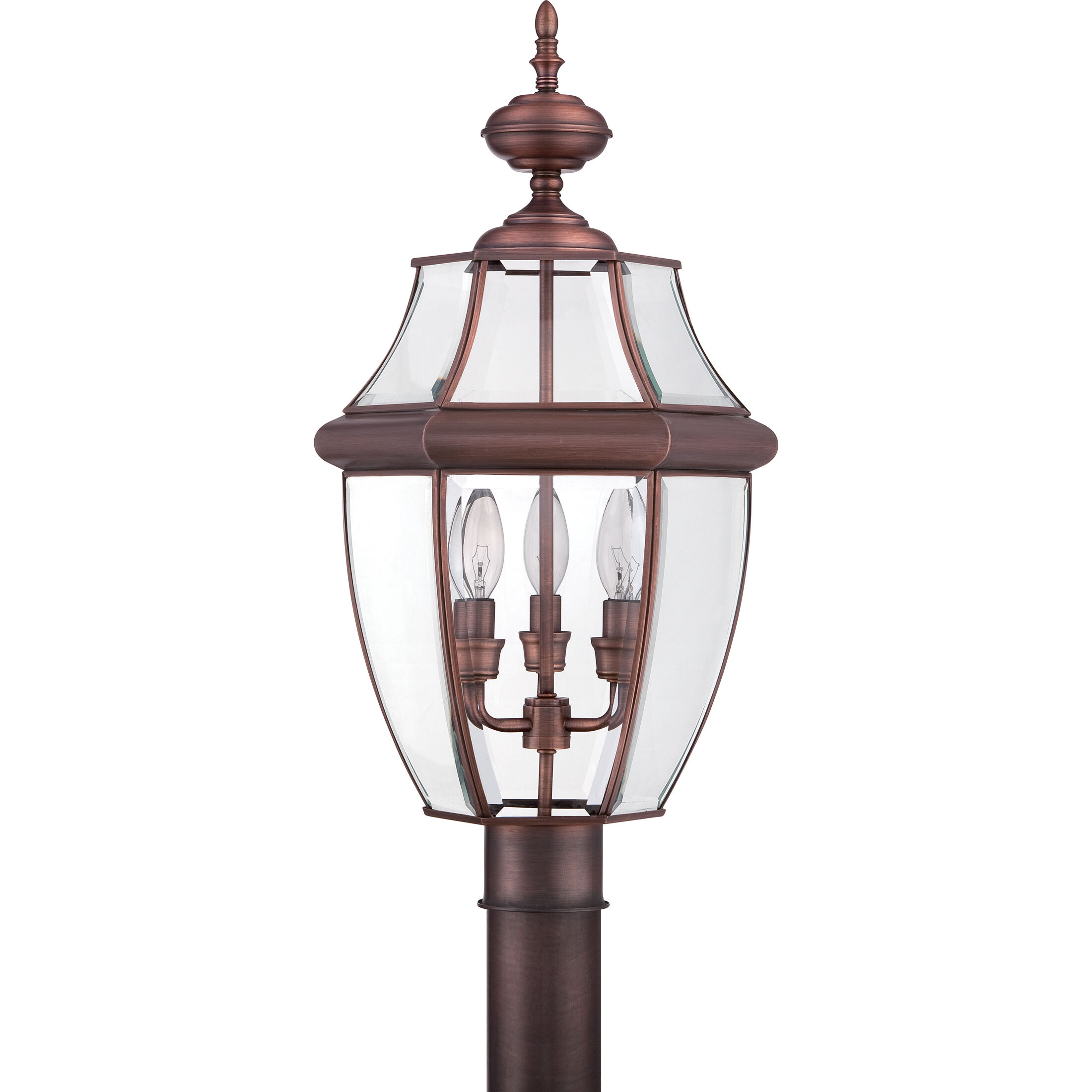 Newbury 3 Light 23 inch Aged Copper Outdoor Post Lantern