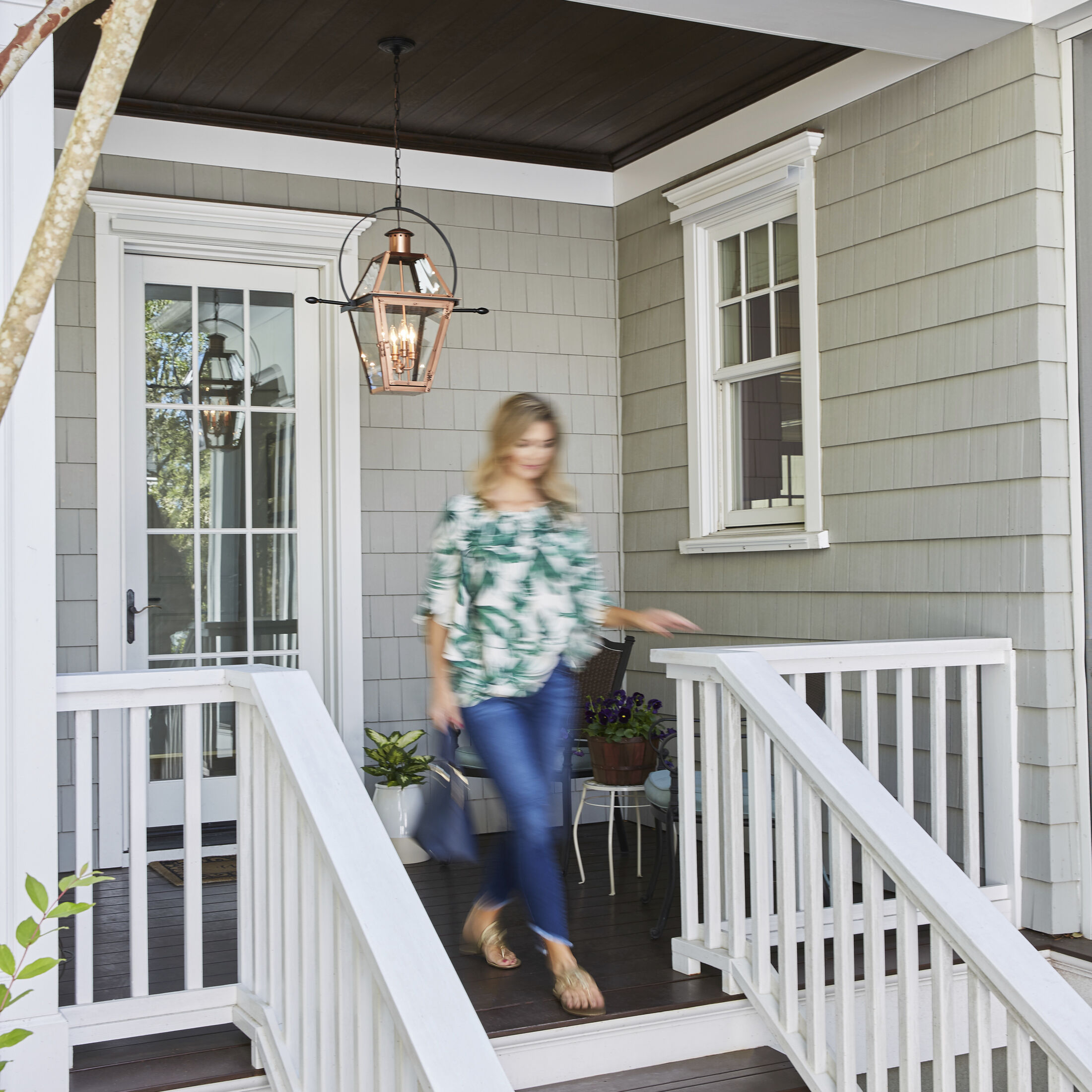 Rue De Royal 4 Light 28 inch Aged Copper Outdoor Hanging Lantern