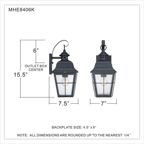Millhouse 1 Light 16 inch Mystic Black Outdoor Wall Lantern