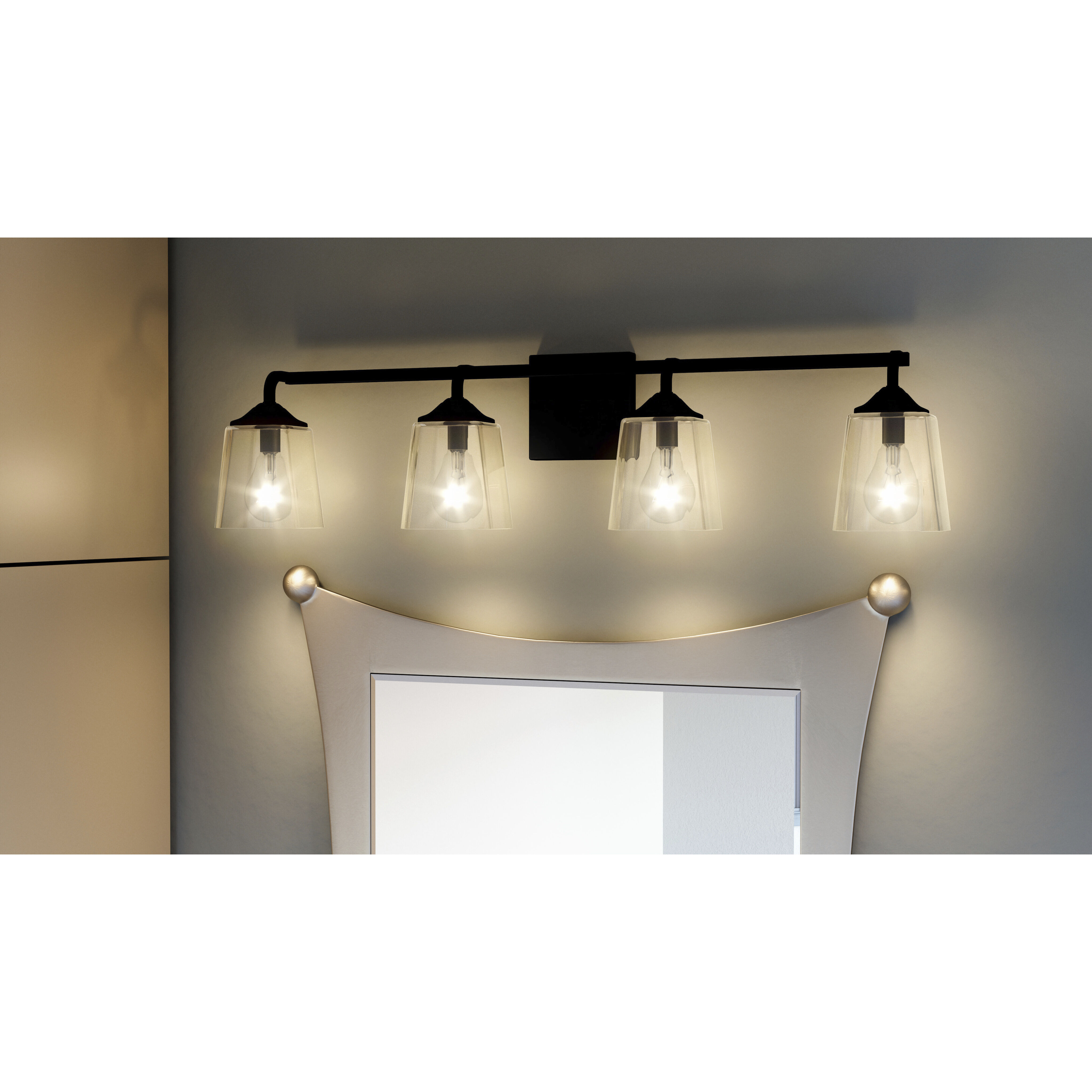 Thoresby 4 Light 31 inch Matte Black Bath Light Wall Light