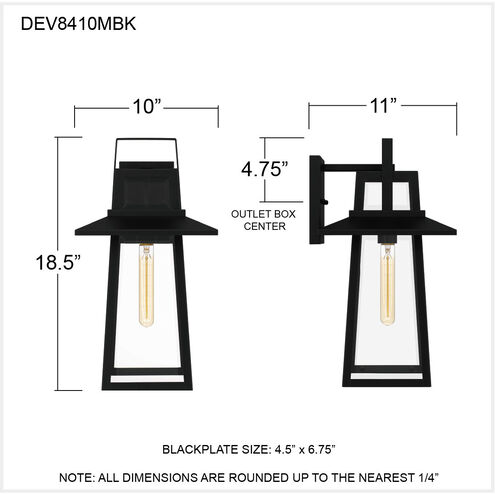Devonport 1 Light 19 inch Matte Black Outdoor Wall Lantern