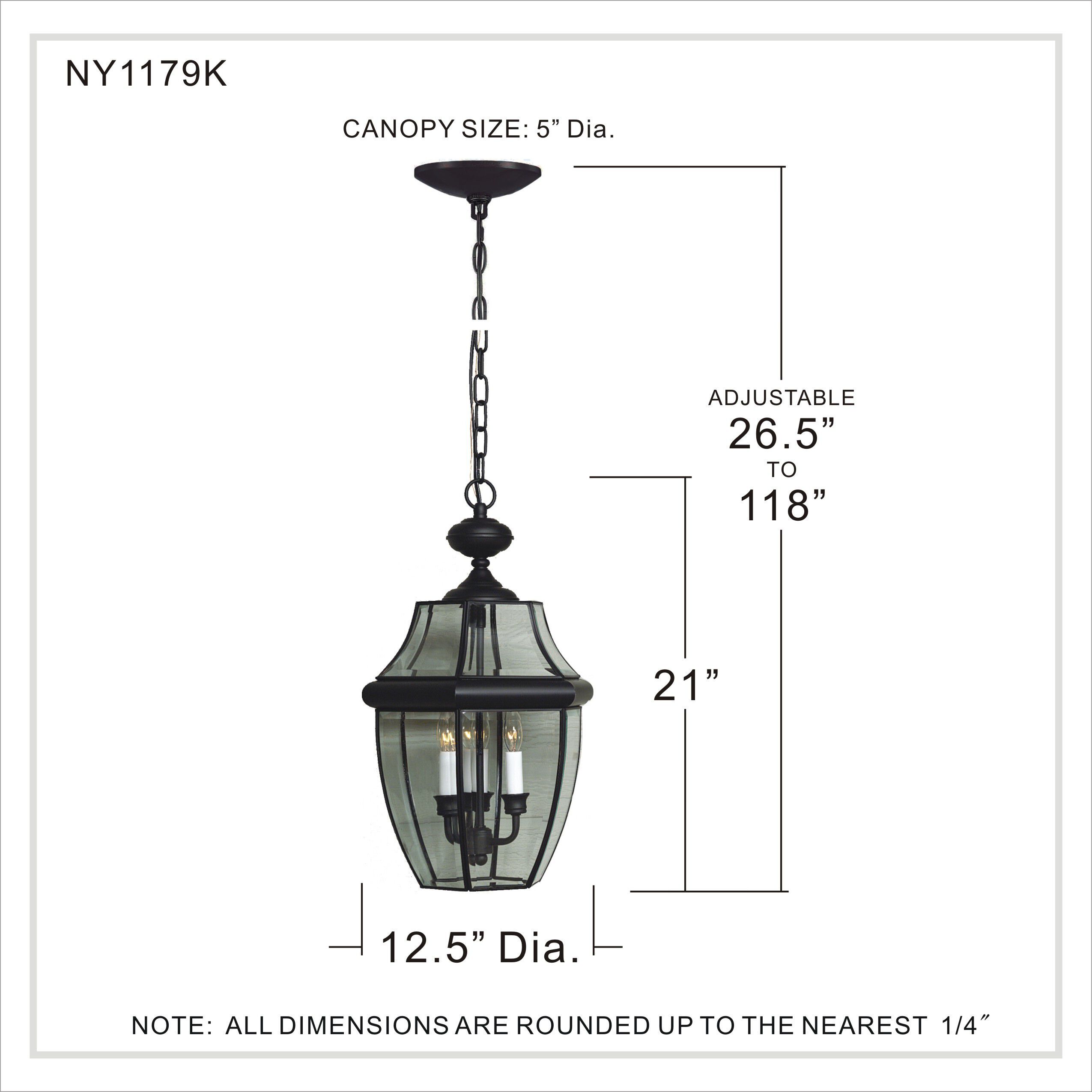 Newbury 3 Light 12.5 inch Mystic Black Outdoor Hanging Lantern