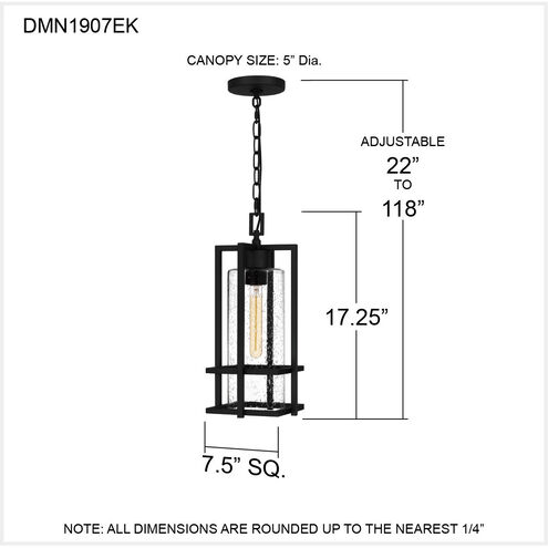 Damien 1 Light 8 inch Earth Black Outdoor Hanging Lantern