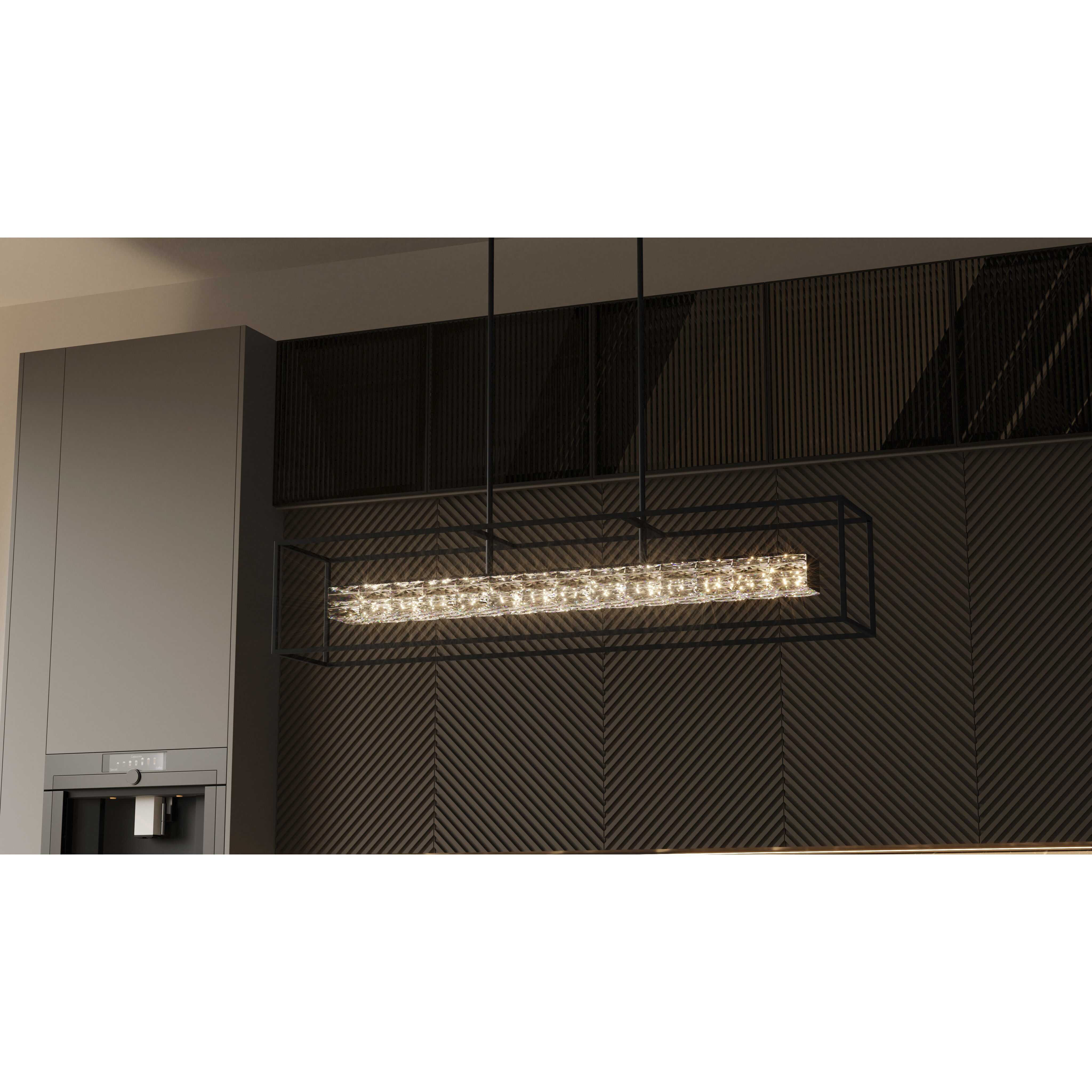 Dazzle LED 48 inch Matte Black Linear Chandelier Ceiling Light, Large