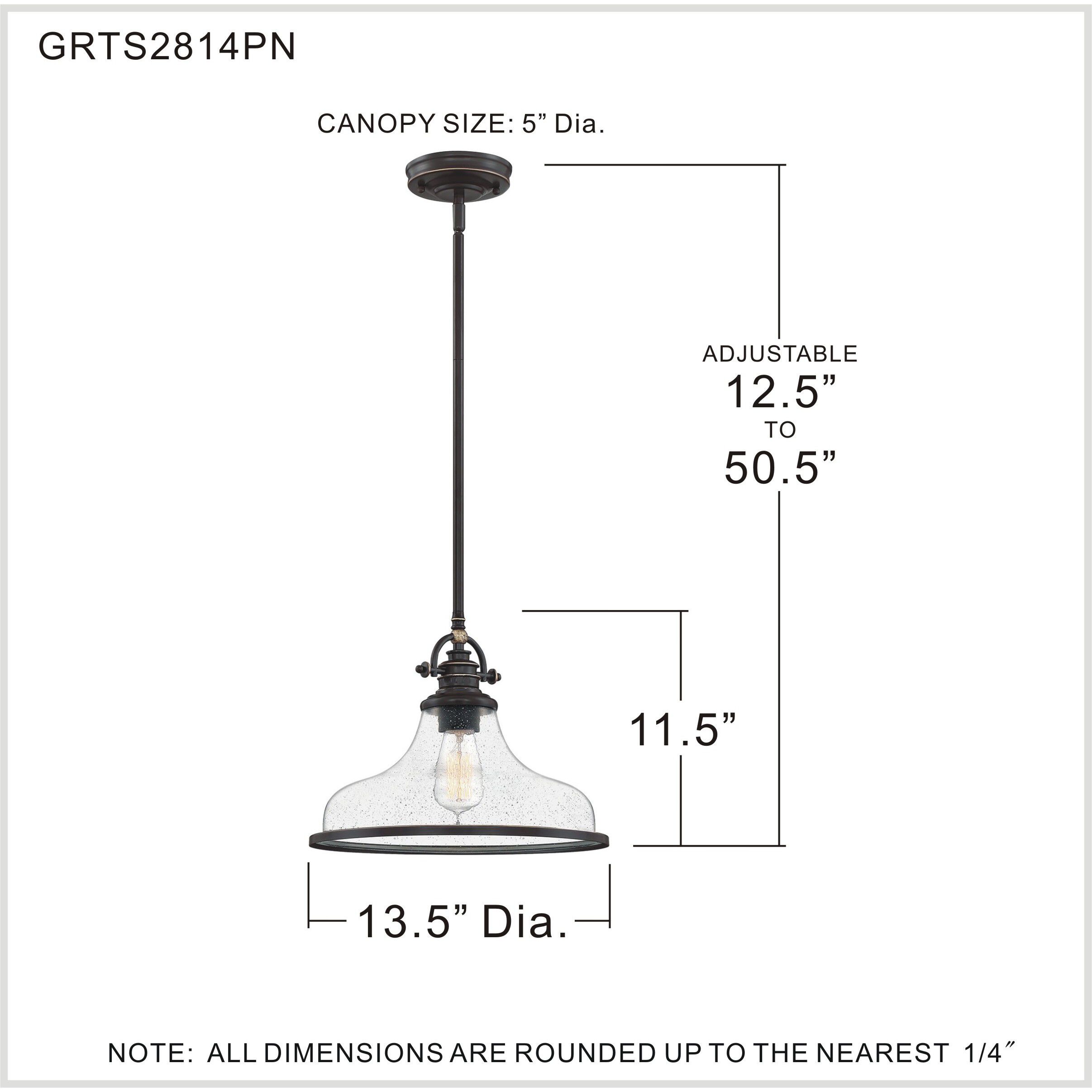 Grant 1 Light 14 inch Palladian Bronze Pendant Ceiling Light