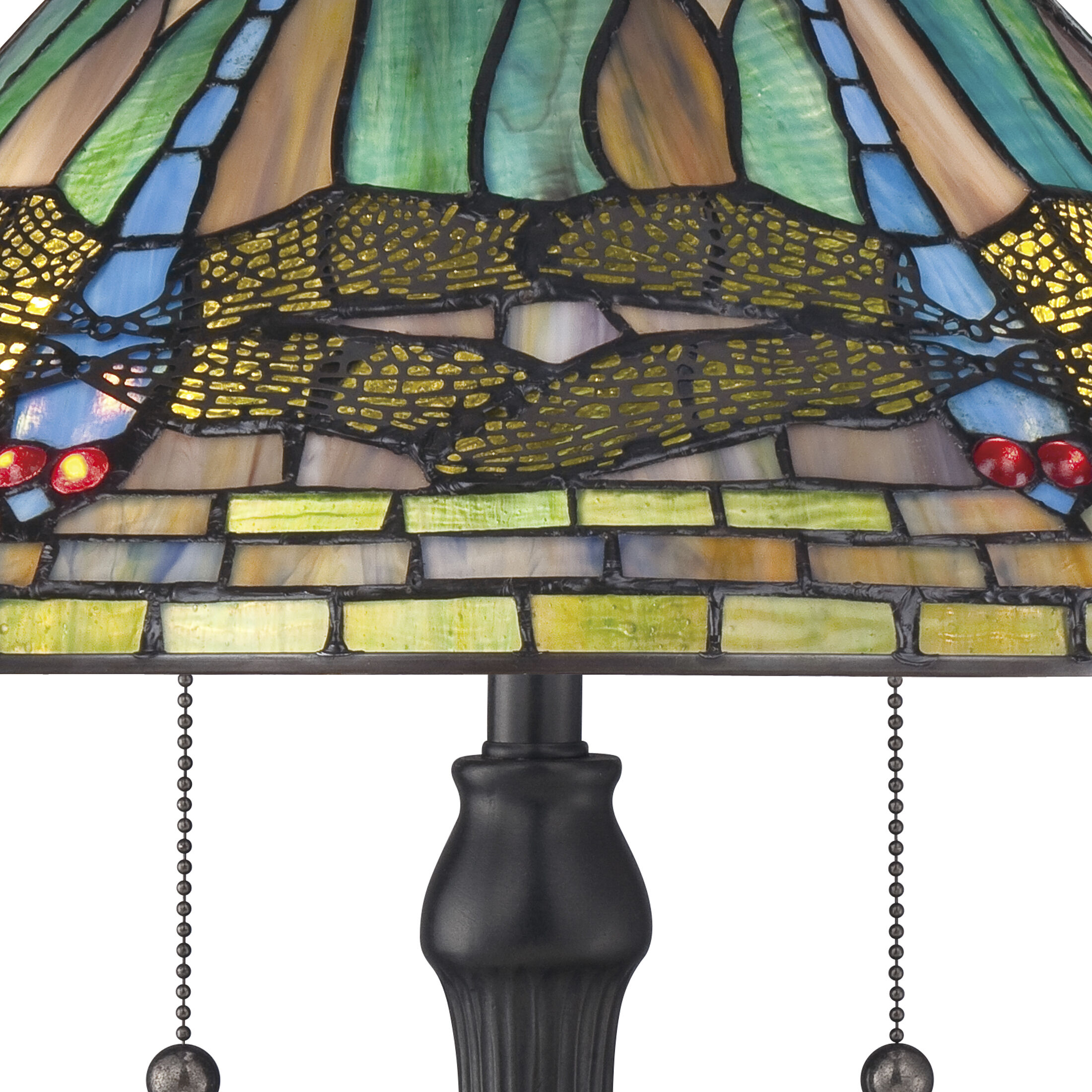 Tiffany 24 inch 75 watt Vintage Bronze Table Lamp Portable Light, Naturals