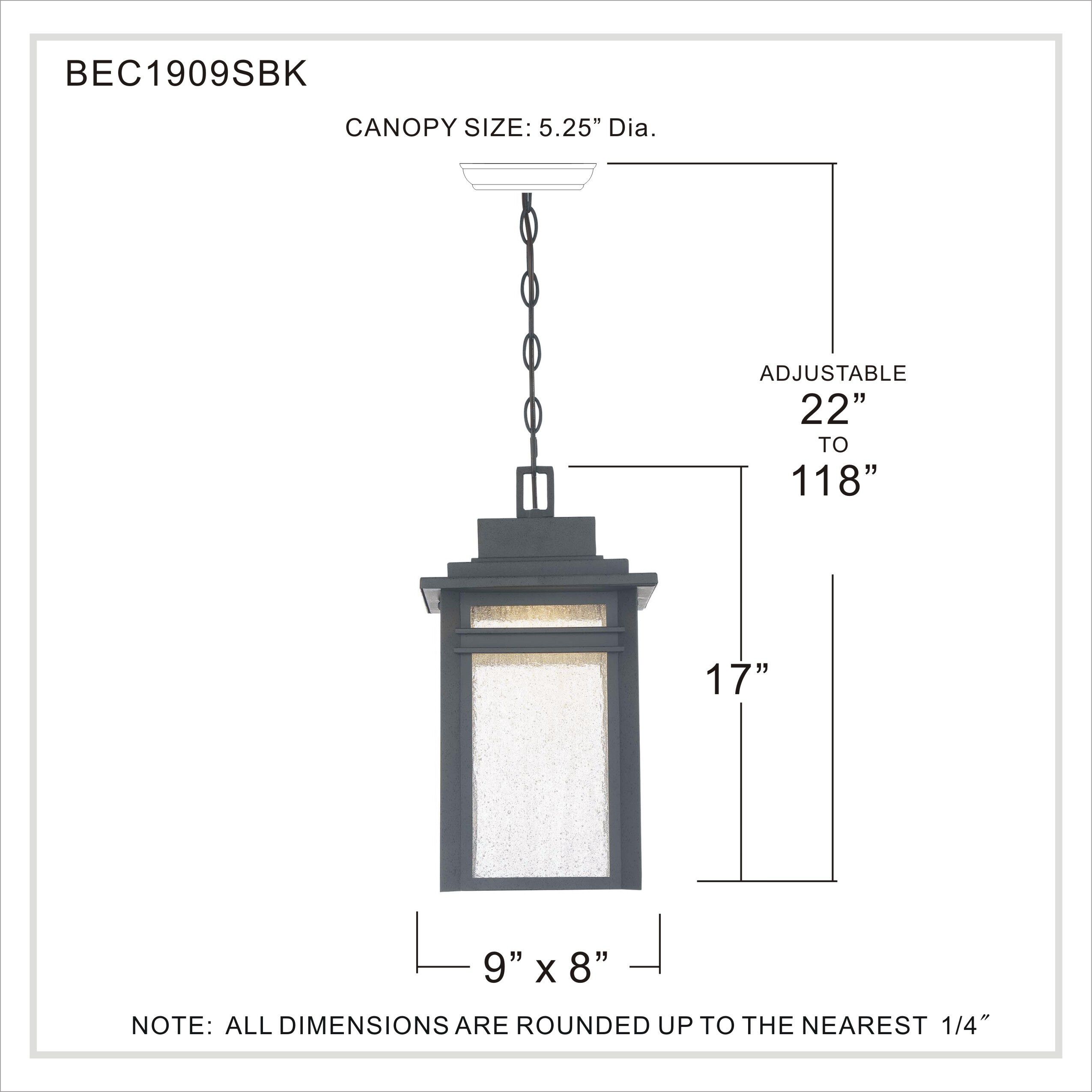 Quoizel BEC1909SBK Beacon 9 inch Stone Black Outdoor Hanging Lantern