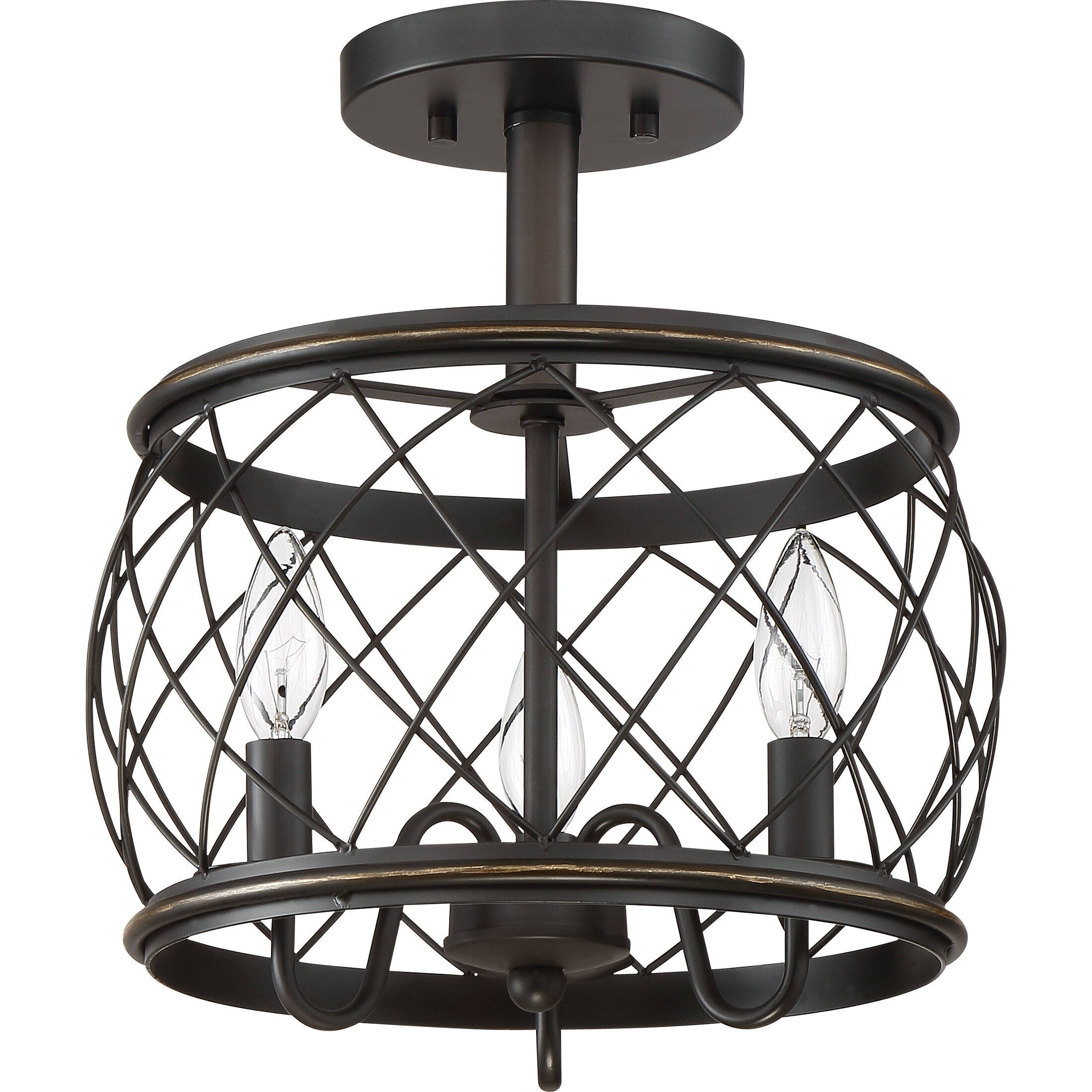Dury 3 Light 12.5 inch Palladian Bronze Semi-Flush Mount Ceiling Light