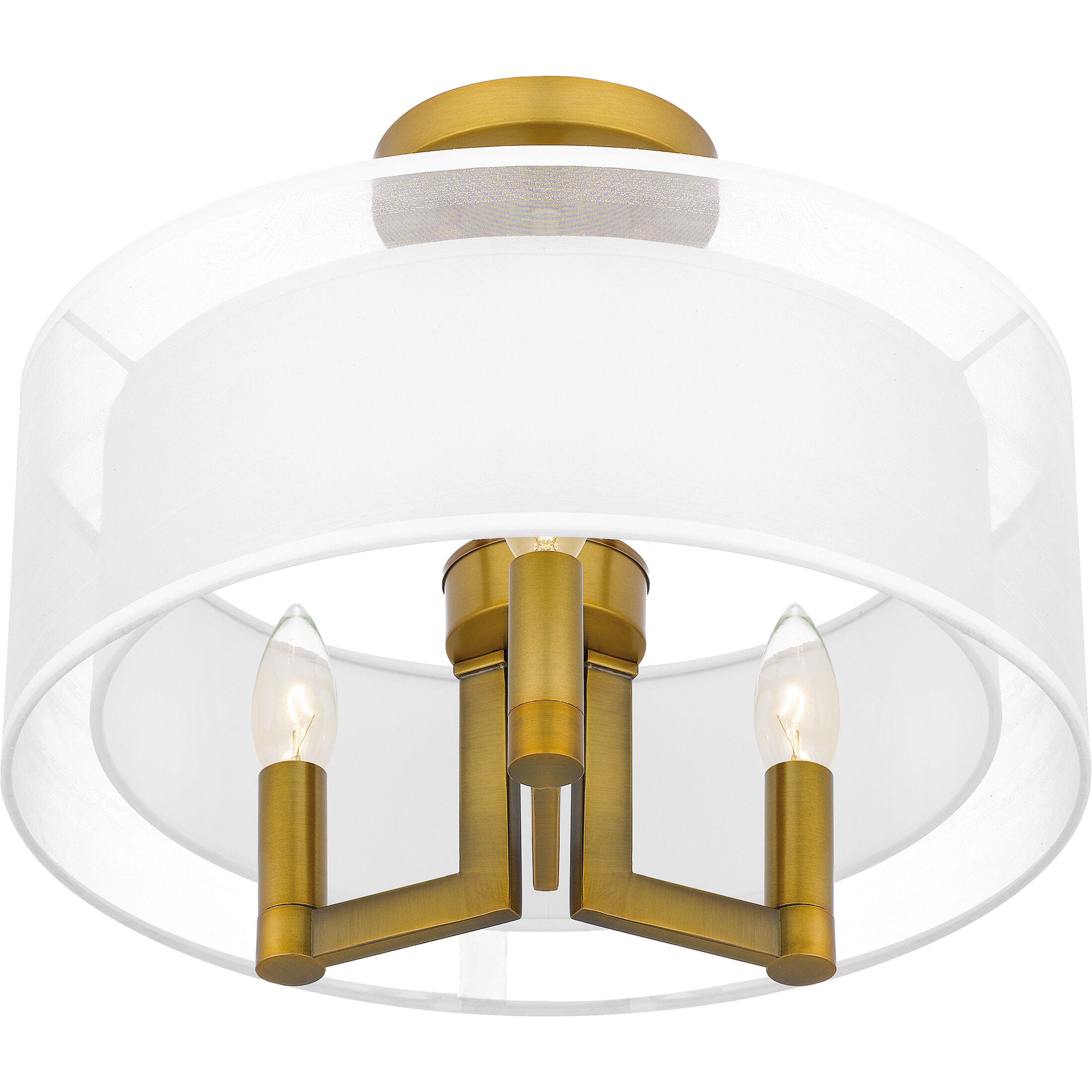 Bodnar 3 Light 15 inch Aged Brass Semi-Flush Mount Ceiling Light