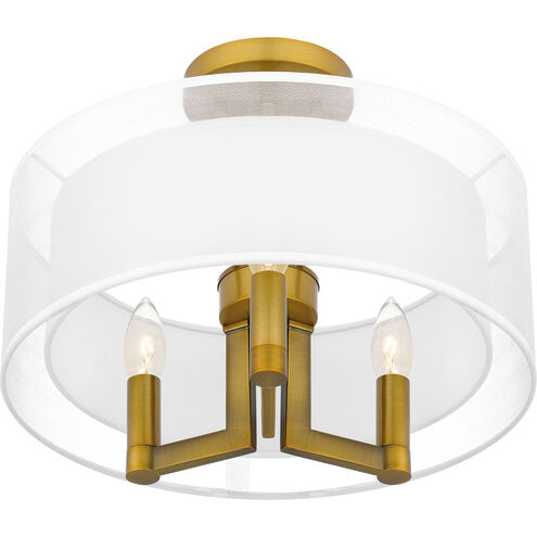 Bodnar 3 Light 15 inch Aged Brass Semi-Flush Mount Ceiling Light