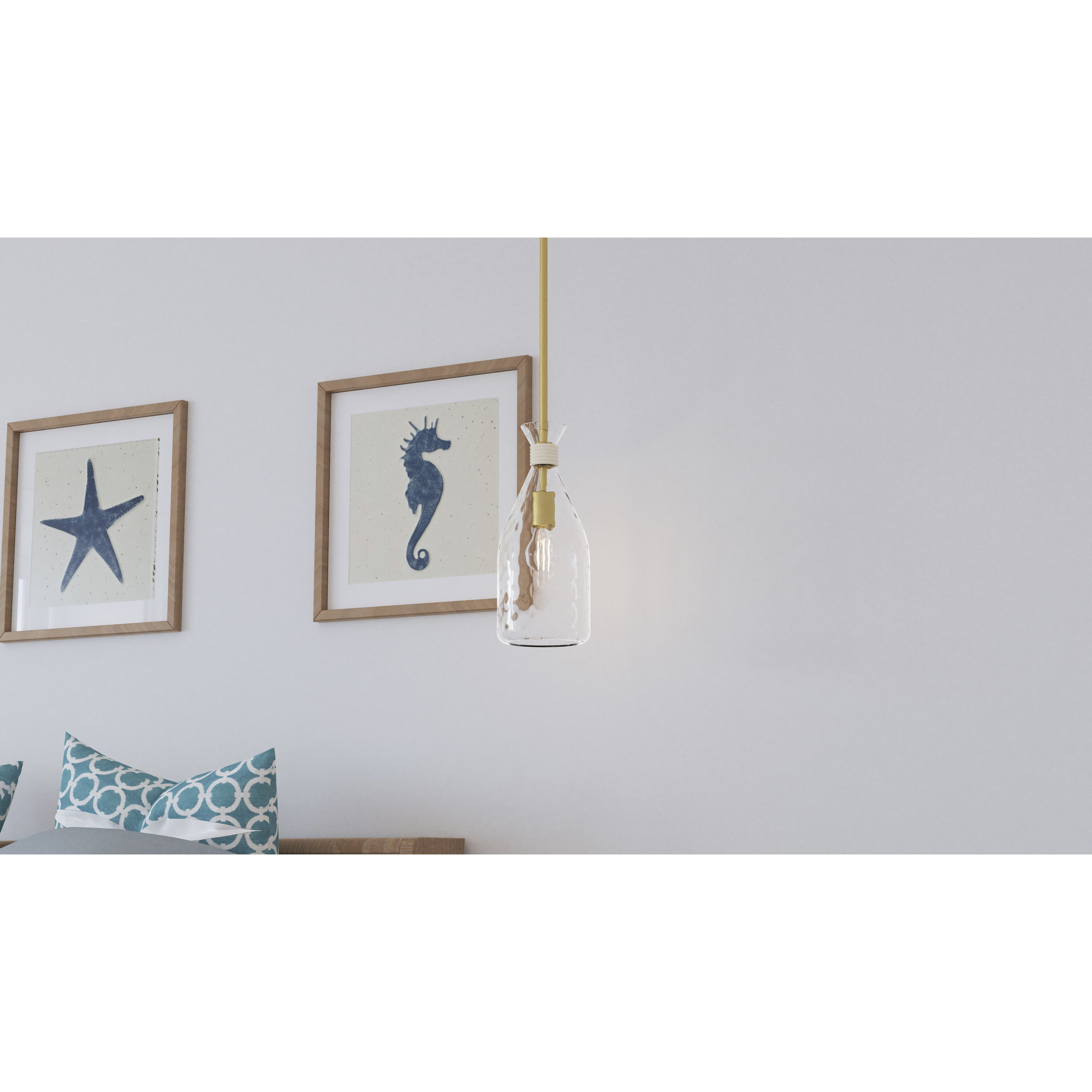 Govada 1 Light 6 inch Brushed Gold Mini Pendant Ceiling Light, Small