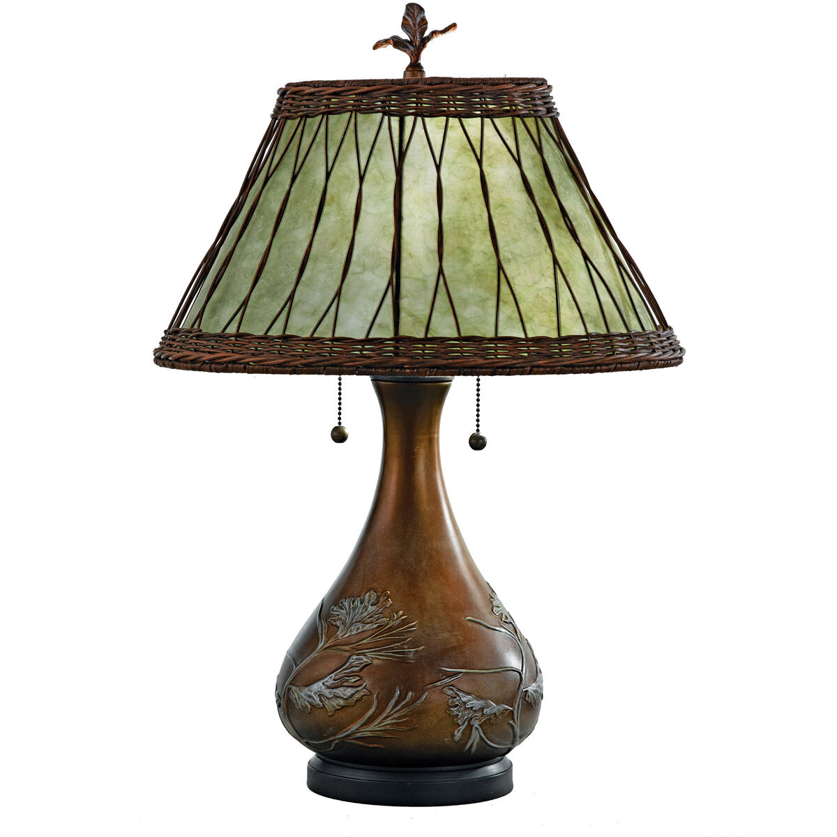 Quoizel MC120T Highland 2 Light Table Lamp with Soft Green Mica Shade