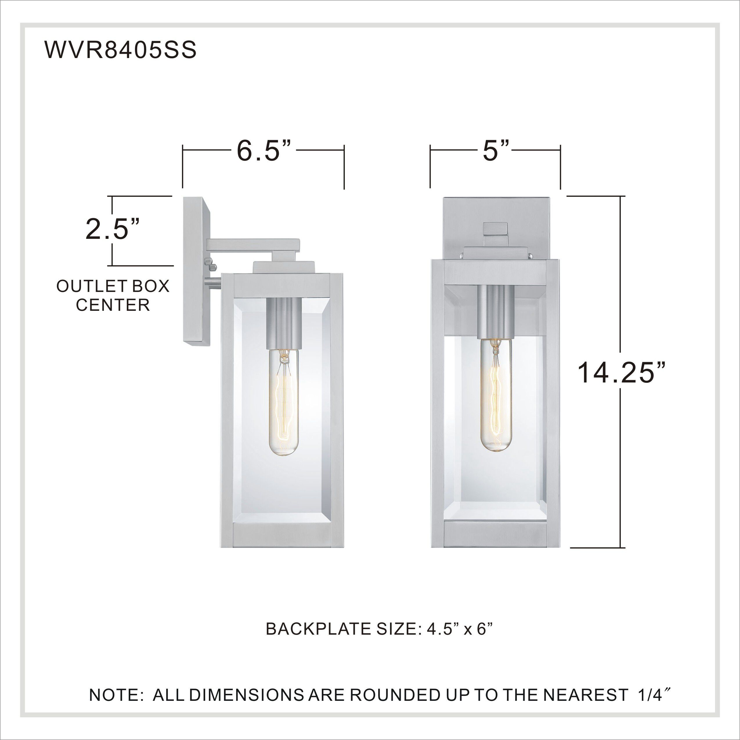 Westover 1 Light 14 inch Stainless Steel Outdoor Wall Lantern