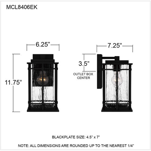 McAlister 1 Light 12 inch Earth Black Outdoor Wall Lantern
