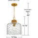 Baltic 1 Light 12 inch Brushed Gold Pendant Ceiling Light