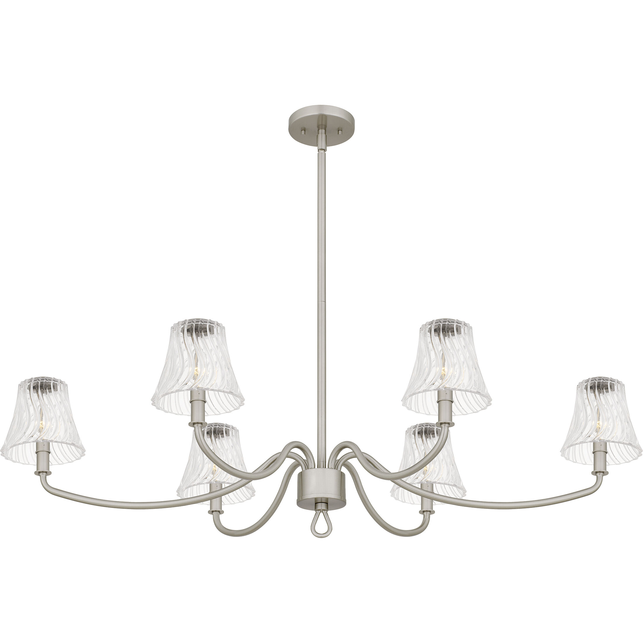 McKinney 6 Light 44 inch Brushed Nickel Linear Chandelier Ceiling Light, Medium
