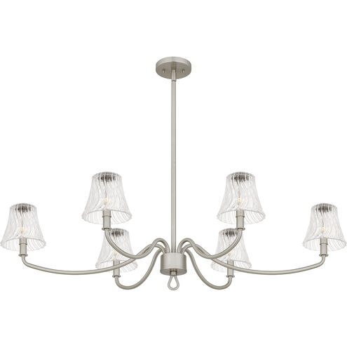McKinney 6 Light 44 inch Brushed Nickel Linear Chandelier Ceiling Light, Medium