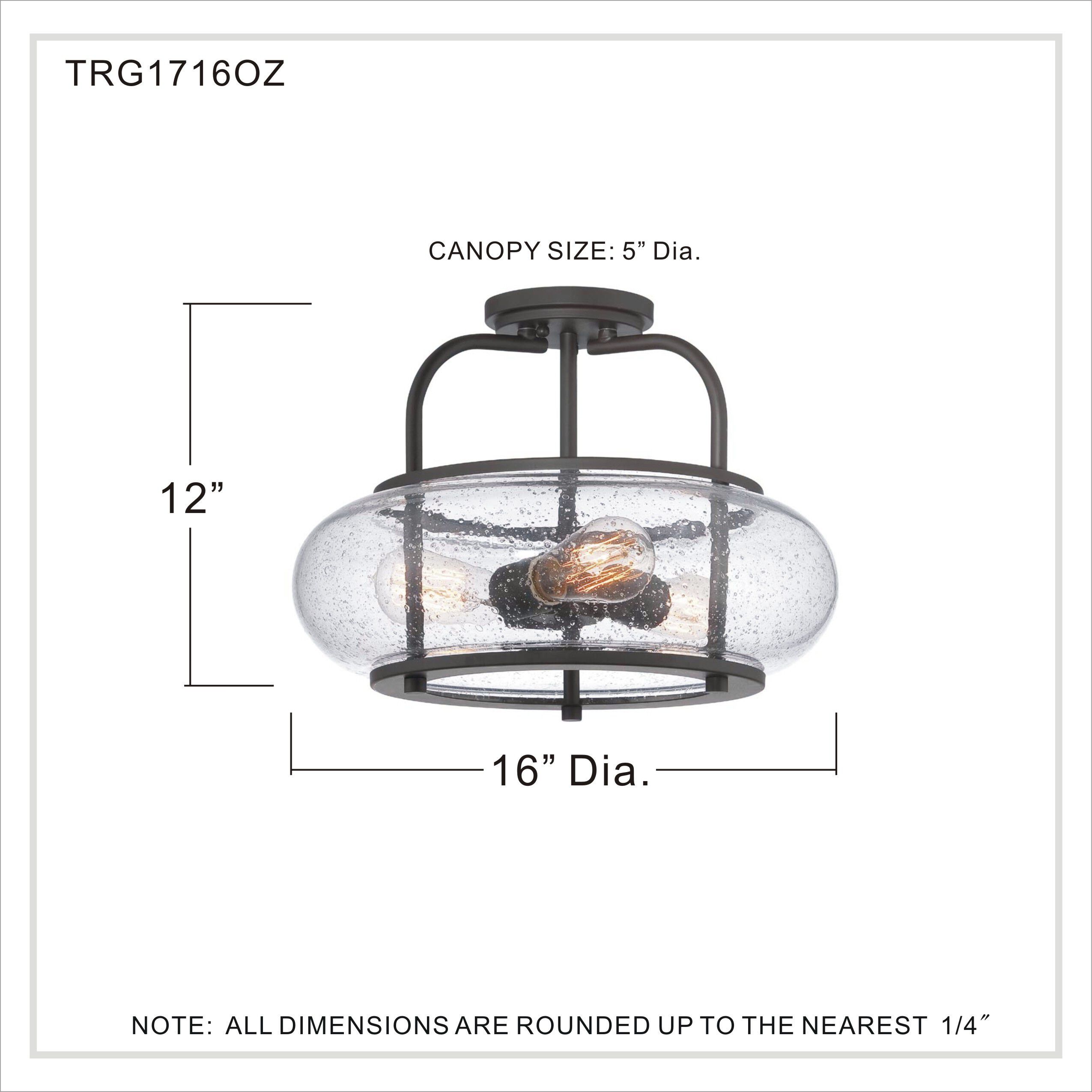Trilogy 3 Light 16 inch Old Bronze Semi-Flush Mount Ceiling Light