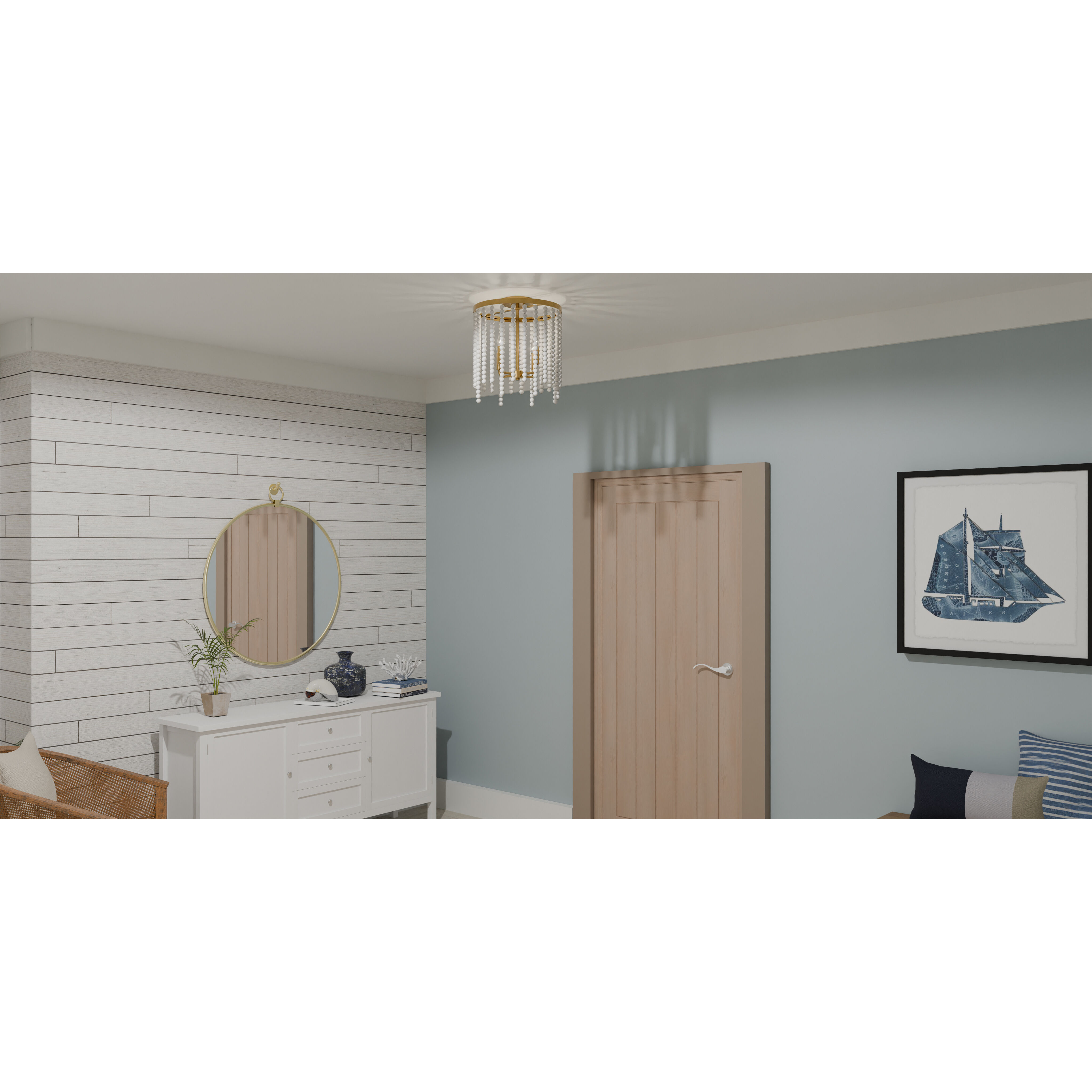 Apelle 4 Light 15.25 inch Aged Brass Semi-Flush Mount Ceiling Light, Medium