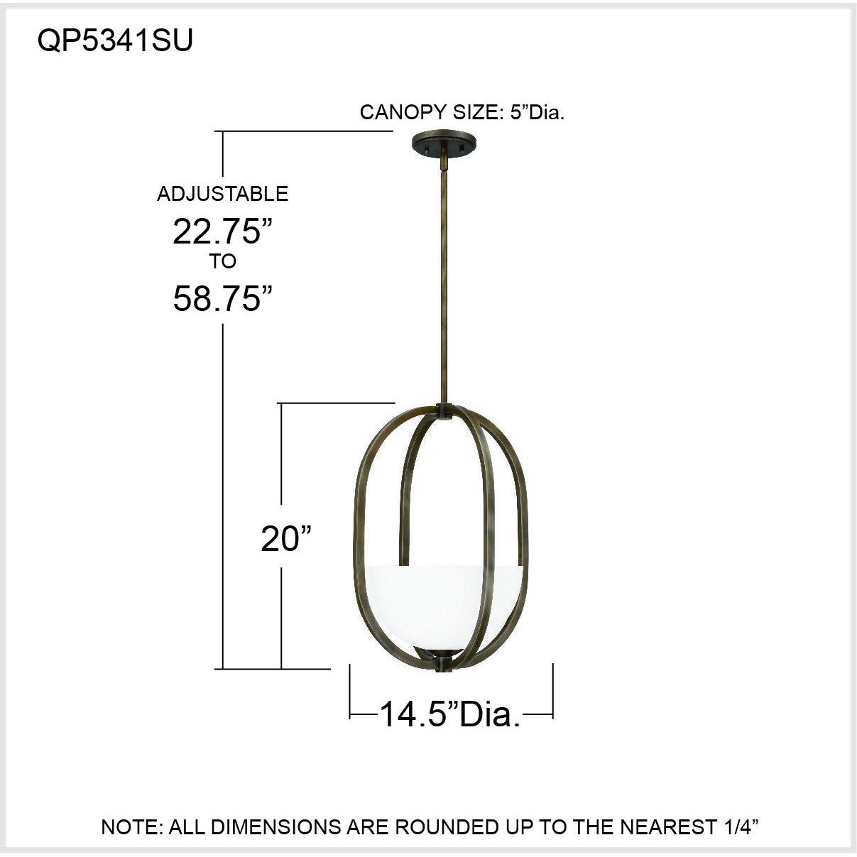 Calluna 1 Light 14.5 inch Statuary Bronze Pendant Ceiling Light