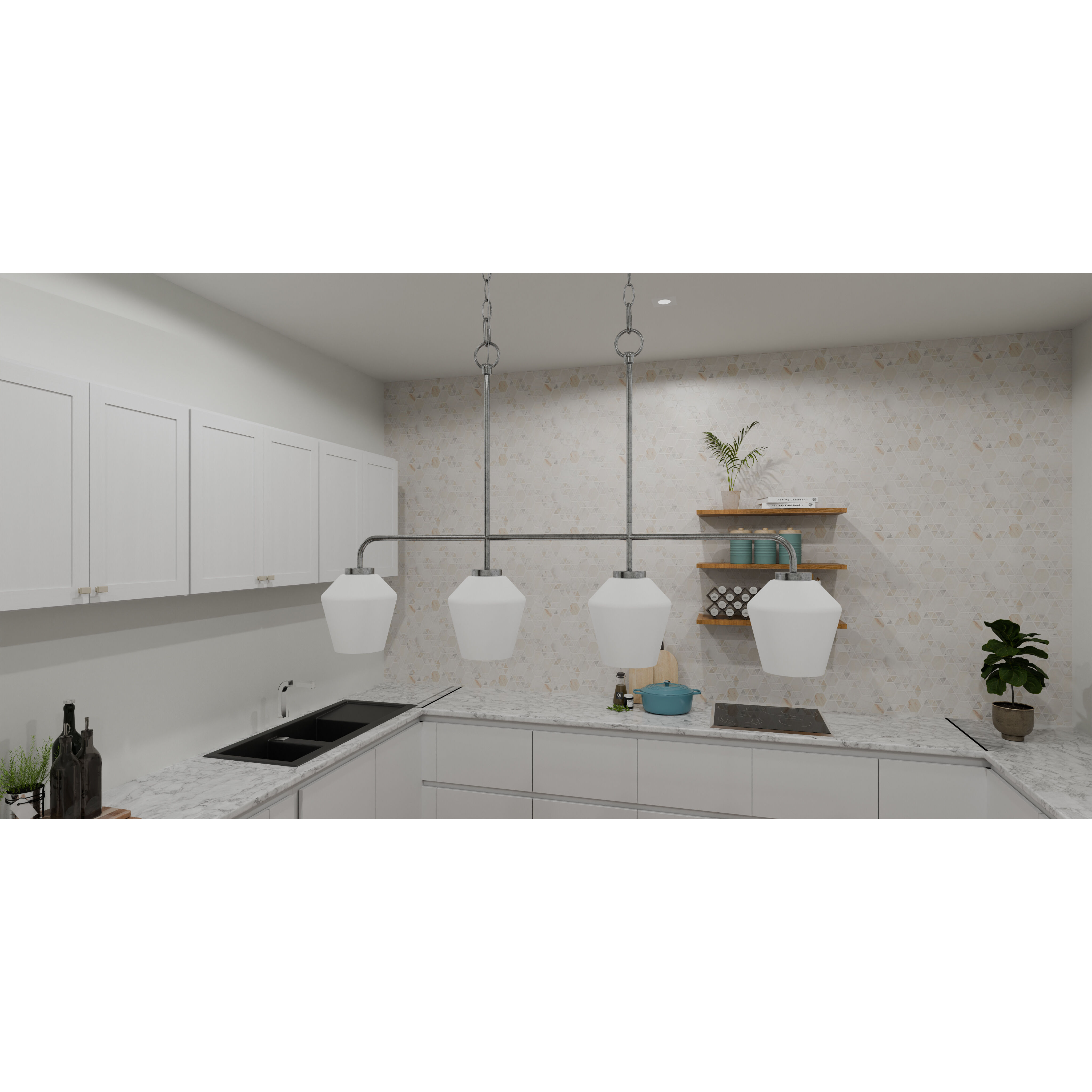 Nielson 4 Light 36 inch Brushed Nickel Island Light Ceiling Light, Medium