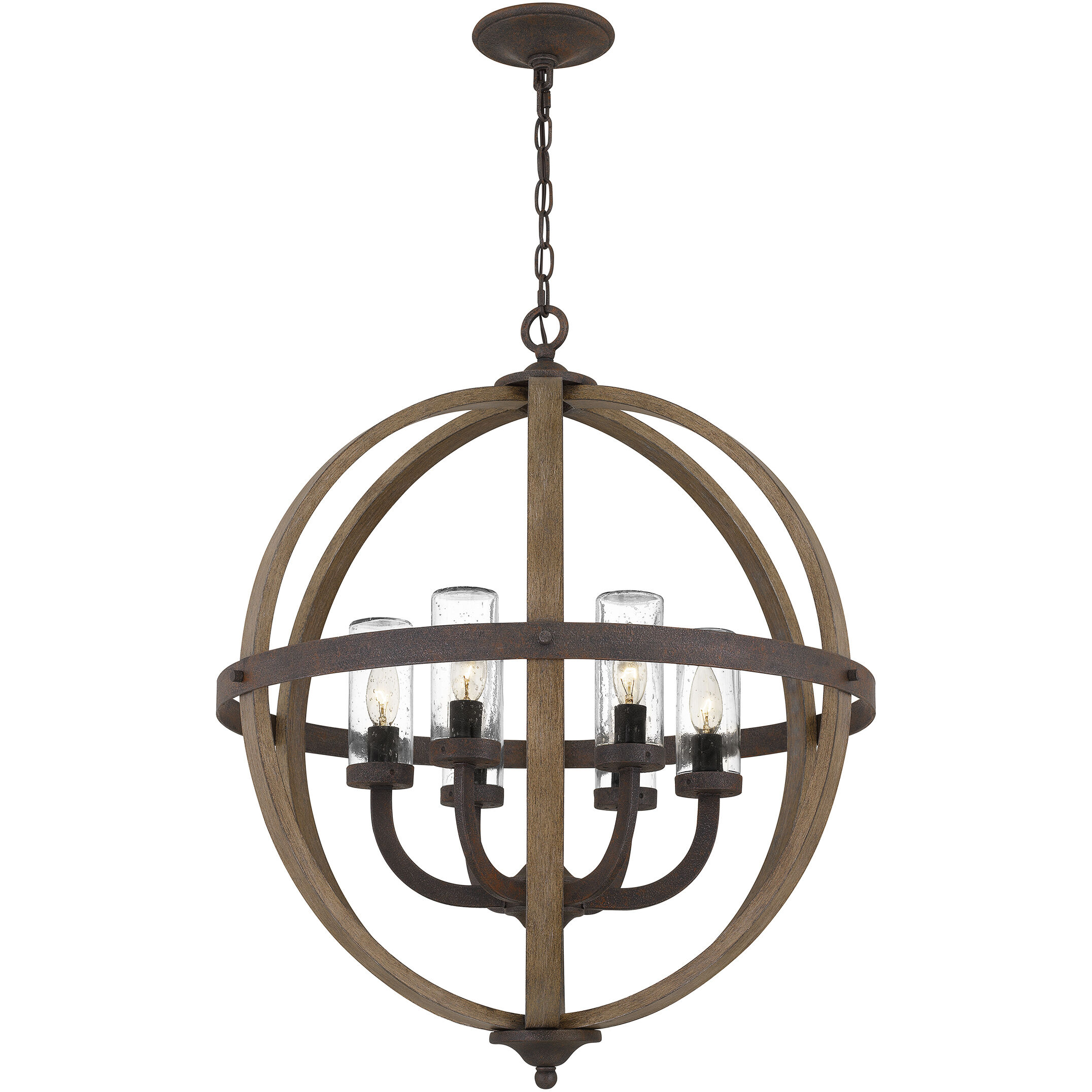 Fusion 6 Light 24.75 inch Rustic Black Pendant Ceiling Light, Outdoor
