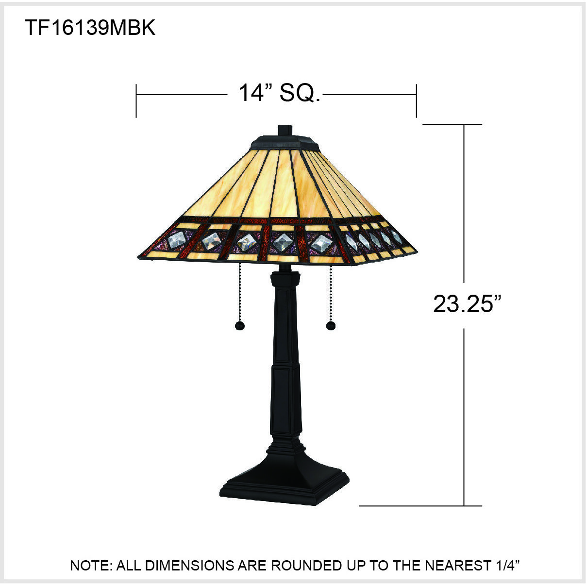 Chardonnay 23 inch 75.00 watt Matte Black Table Lamp Portable Light, Tiffany